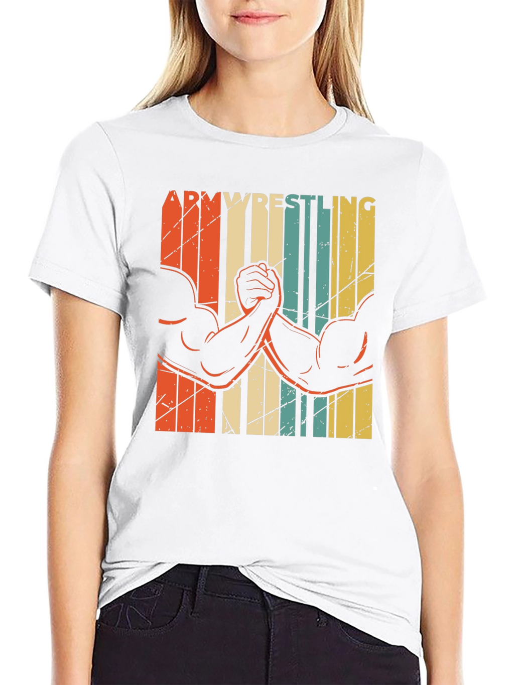Arm Wrestling Retro Style Graphic T-Shirt
