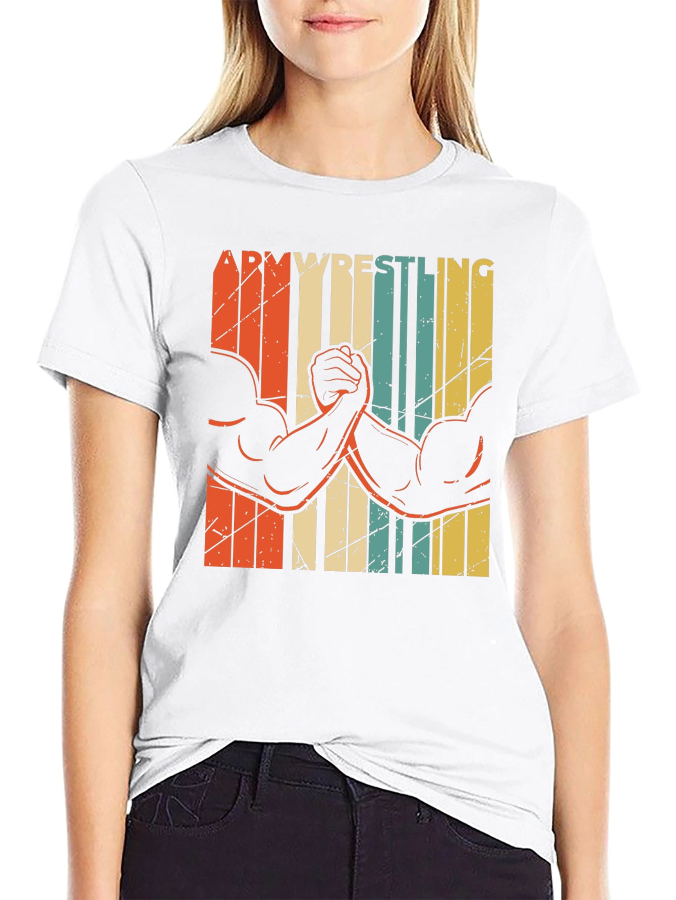 Arm Wrestling Retro Style Graphic T-Shirt