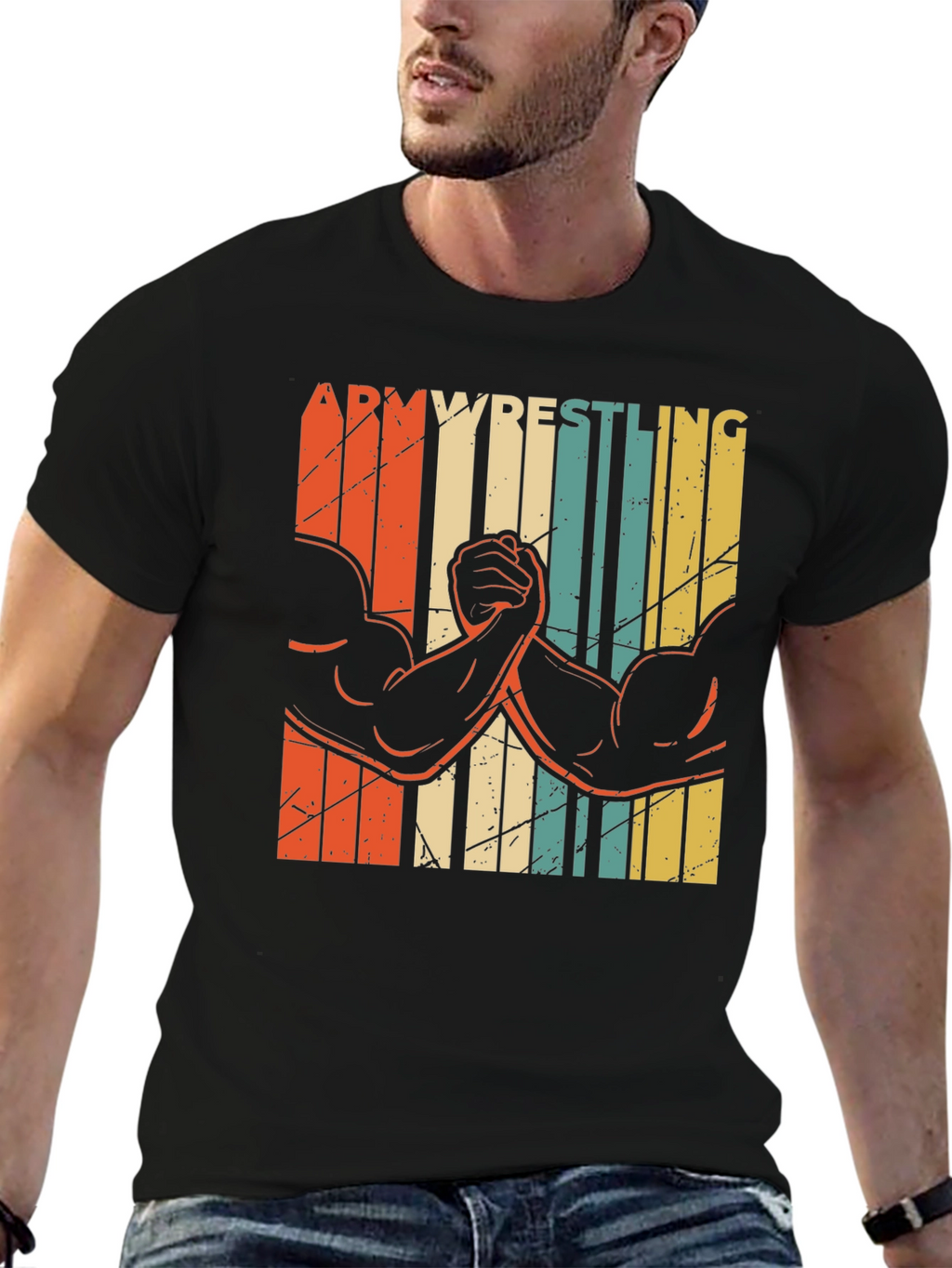 Arm Wrestling Retro Style Graphic T-Shirt