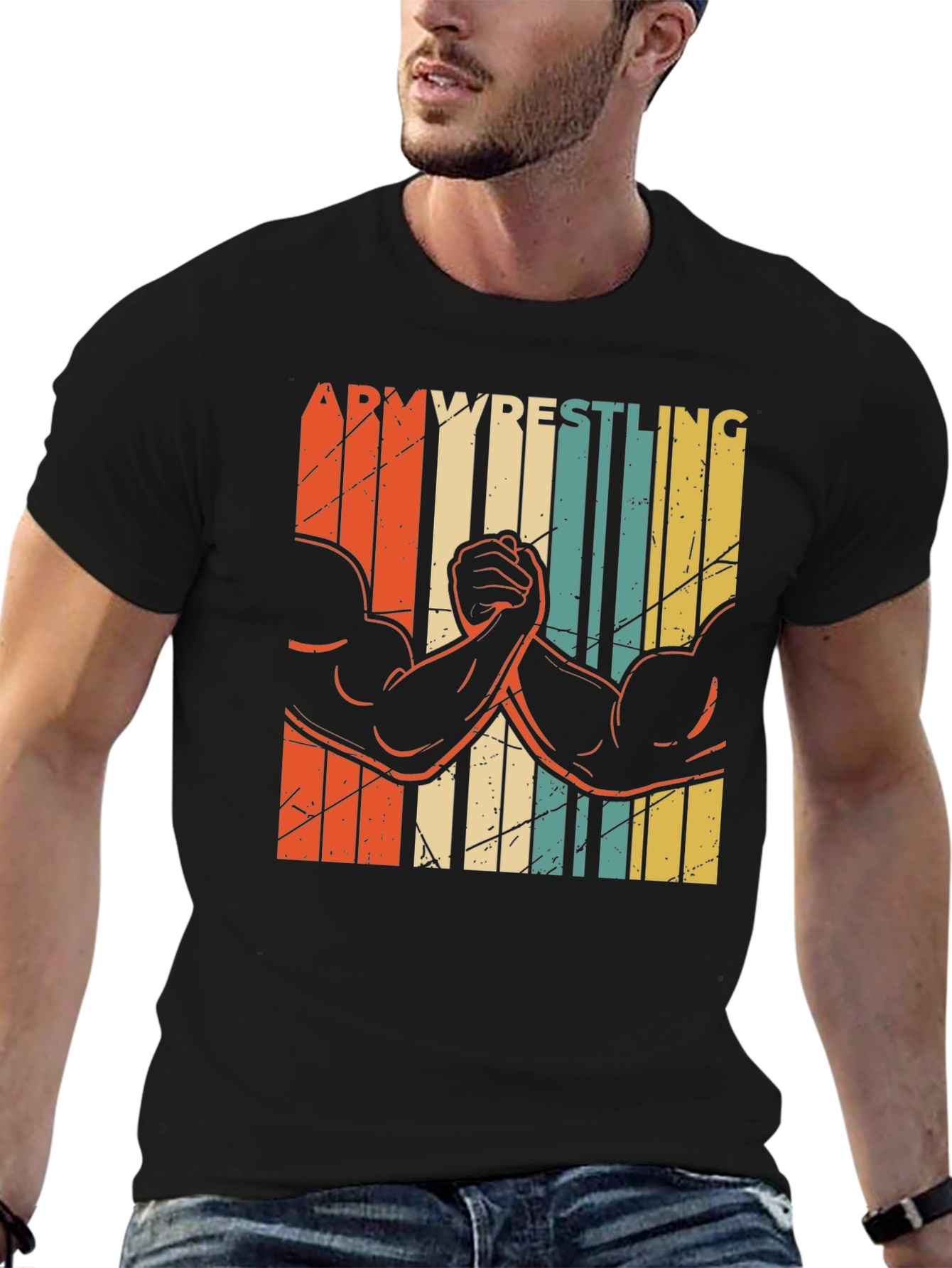 Arm Wrestling Retro Style Graphic T-Shirt