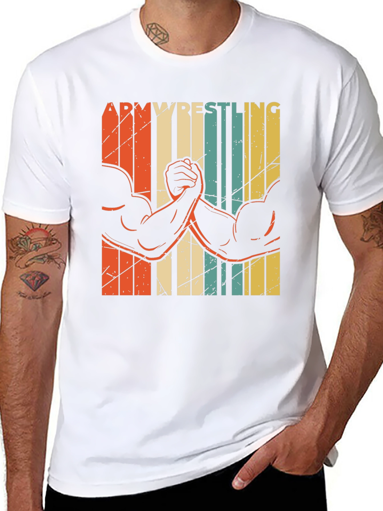 Arm Wrestling Retro Style Graphic T-Shirt