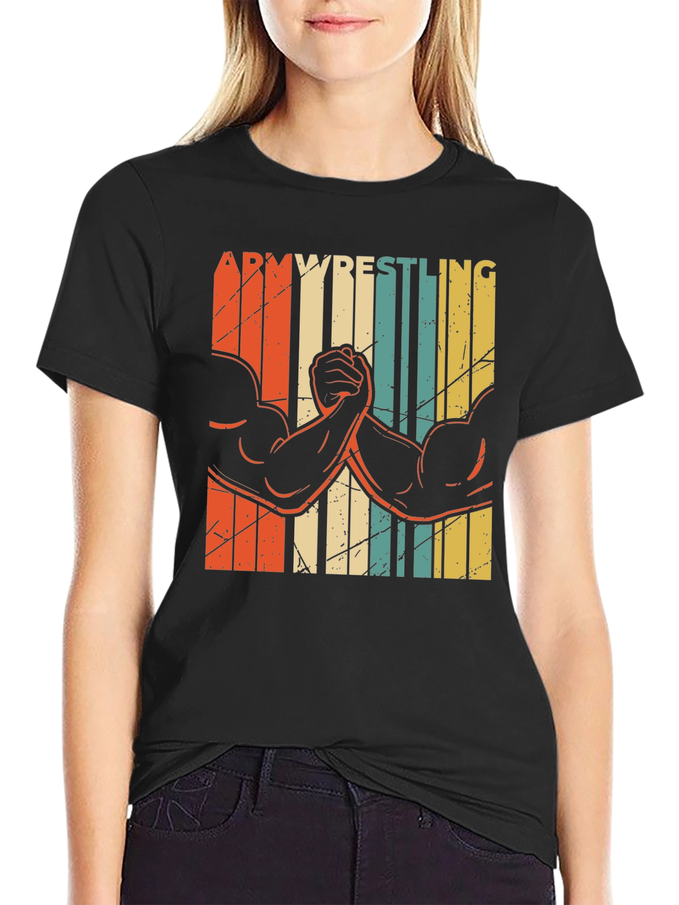 Arm Wrestling Retro Style Graphic T-Shirt
