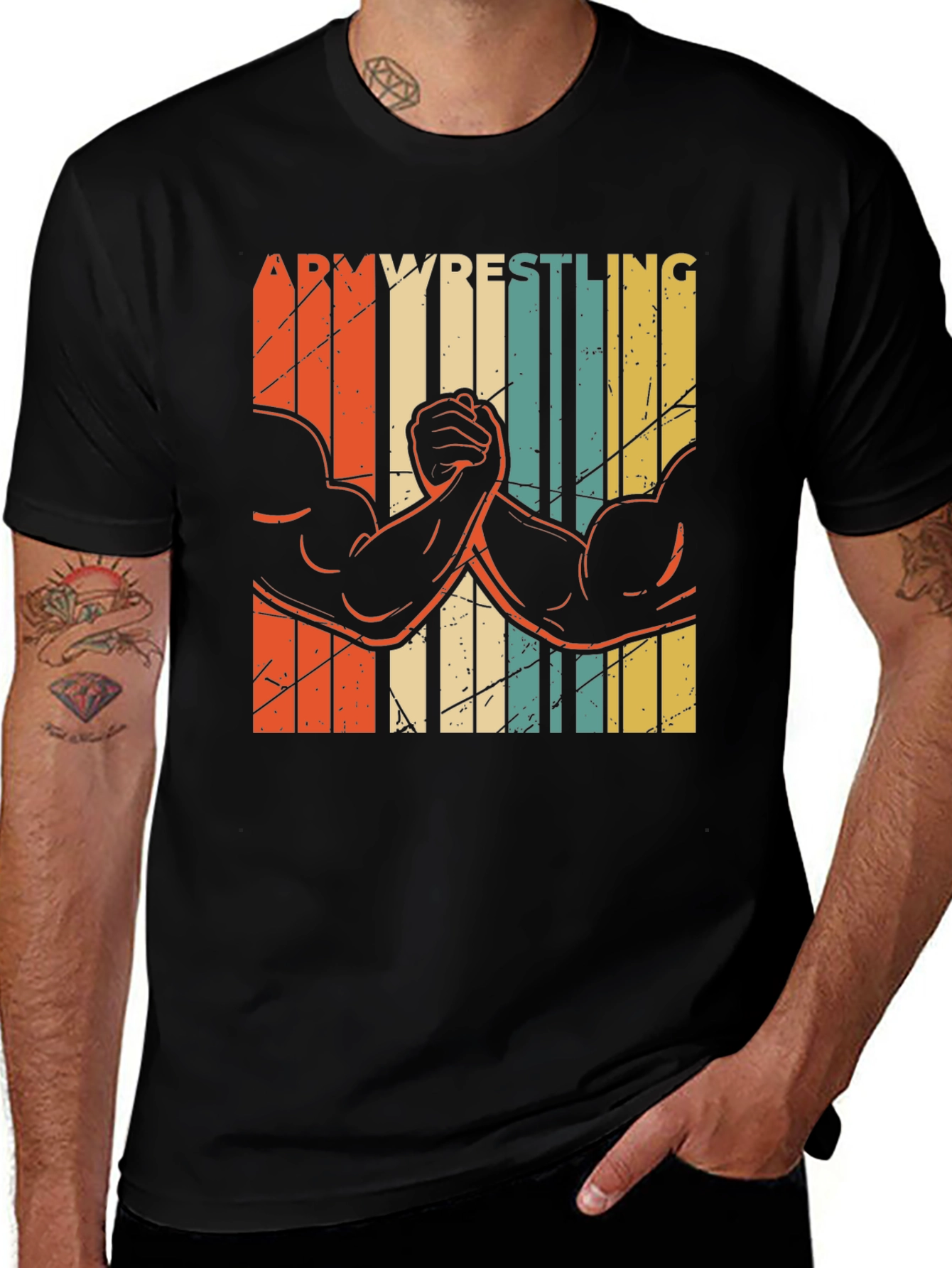 Arm Wrestling Retro Style Graphic T-Shirt