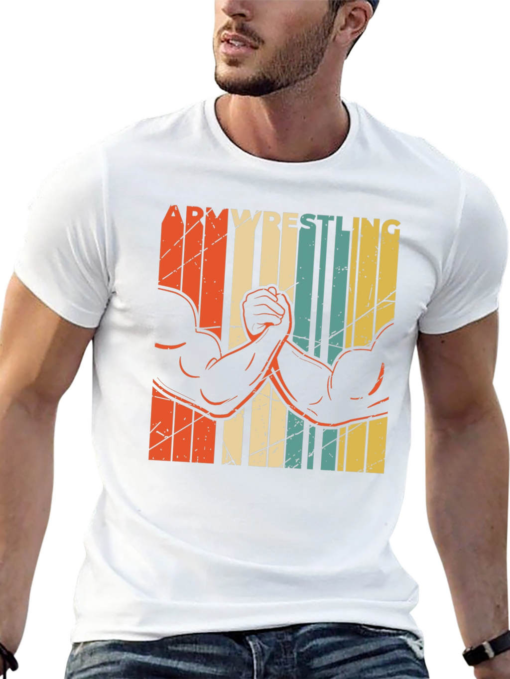 Arm Wrestling Retro Style Graphic T-Shirt