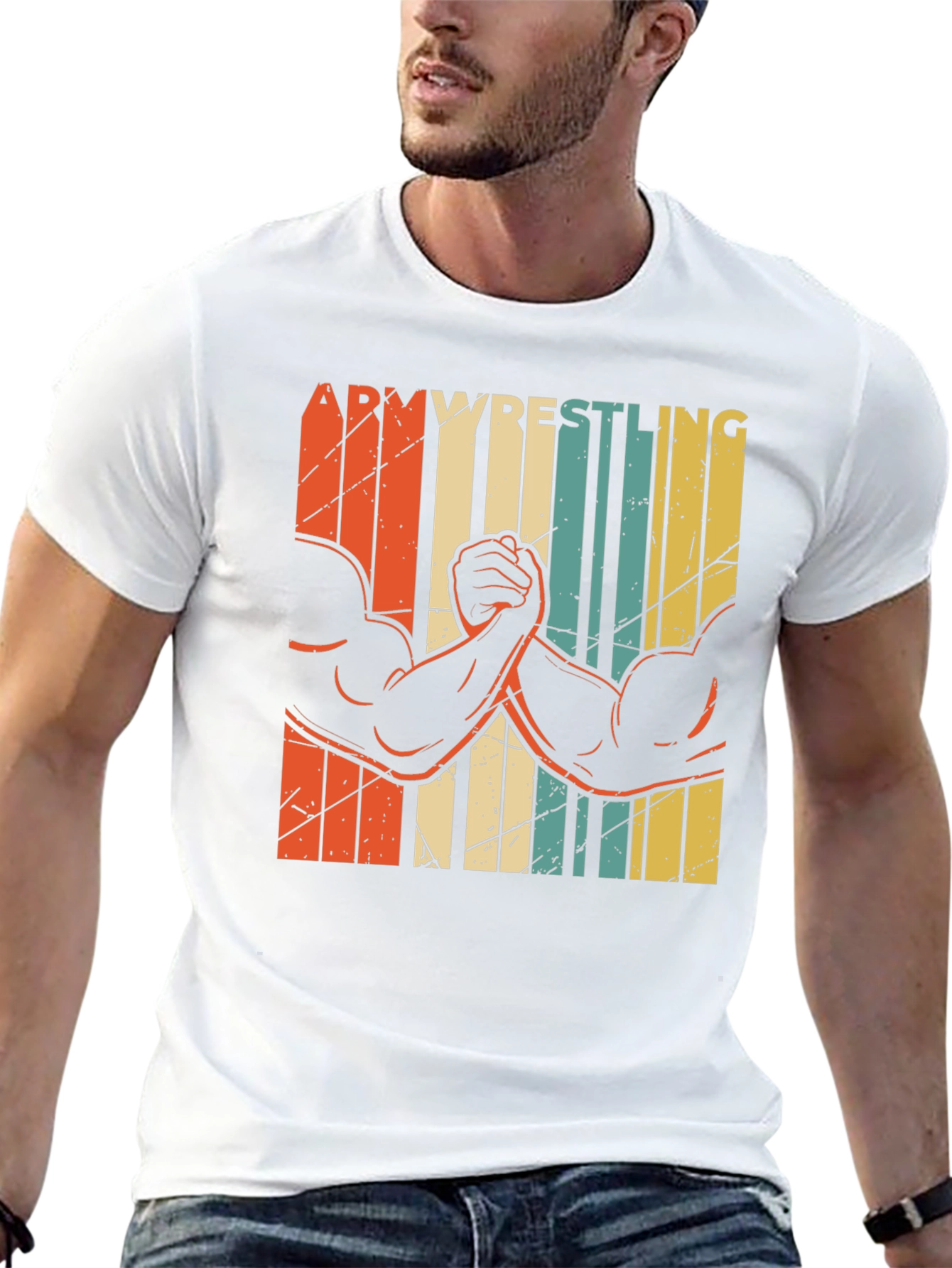 Arm Wrestling Retro Style Graphic T-Shirt