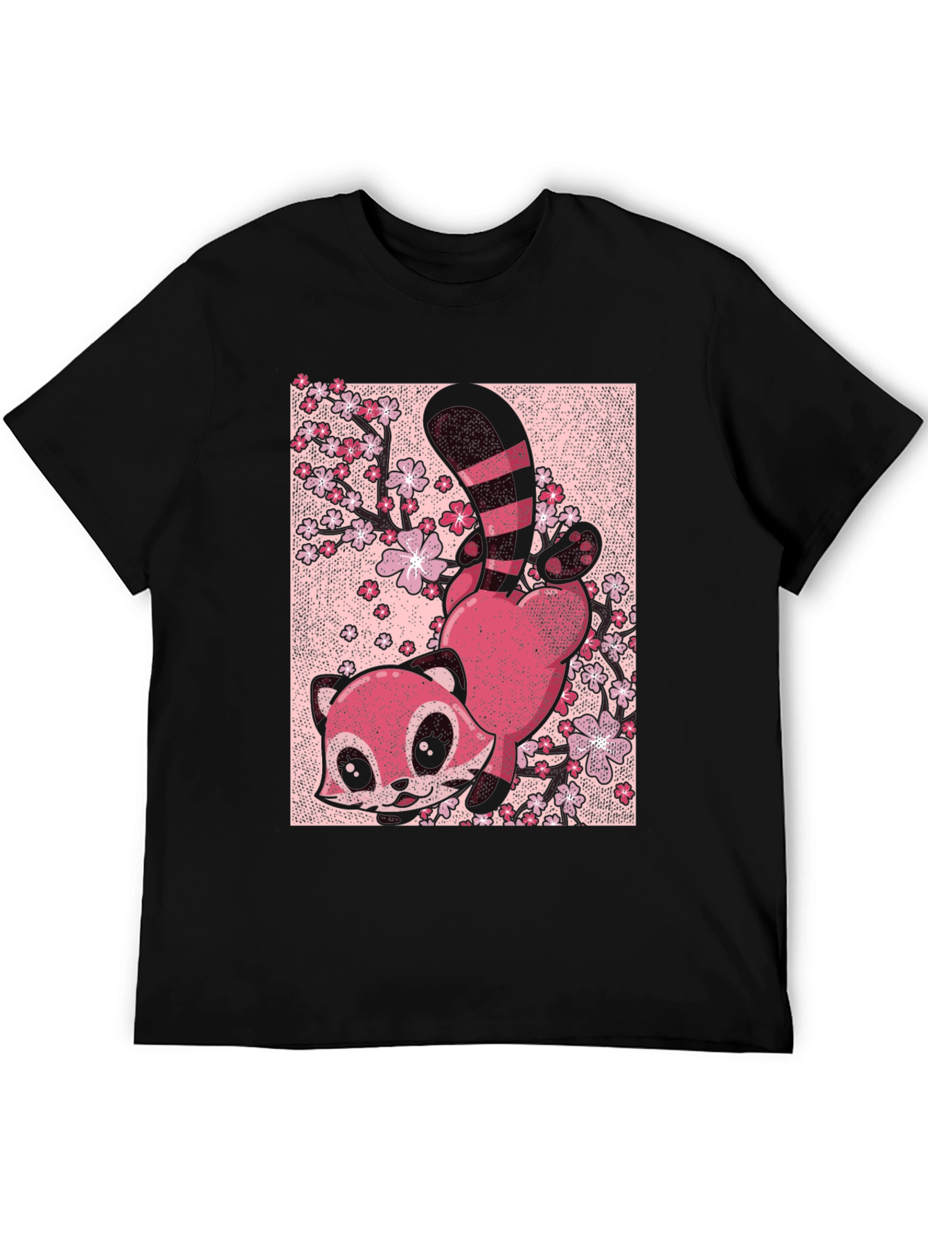 Cute Red Panda & Cherry Blossoms Graphic Tee