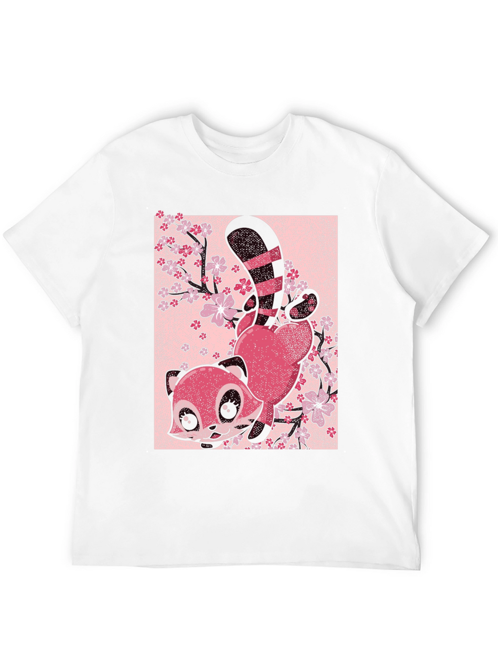 Cute Red Panda & Cherry Blossoms Graphic Tee