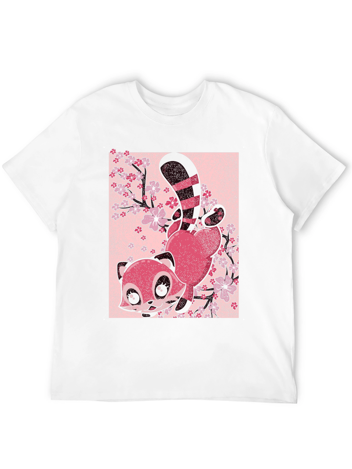 Cute Red Panda & Cherry Blossoms Graphic Tee