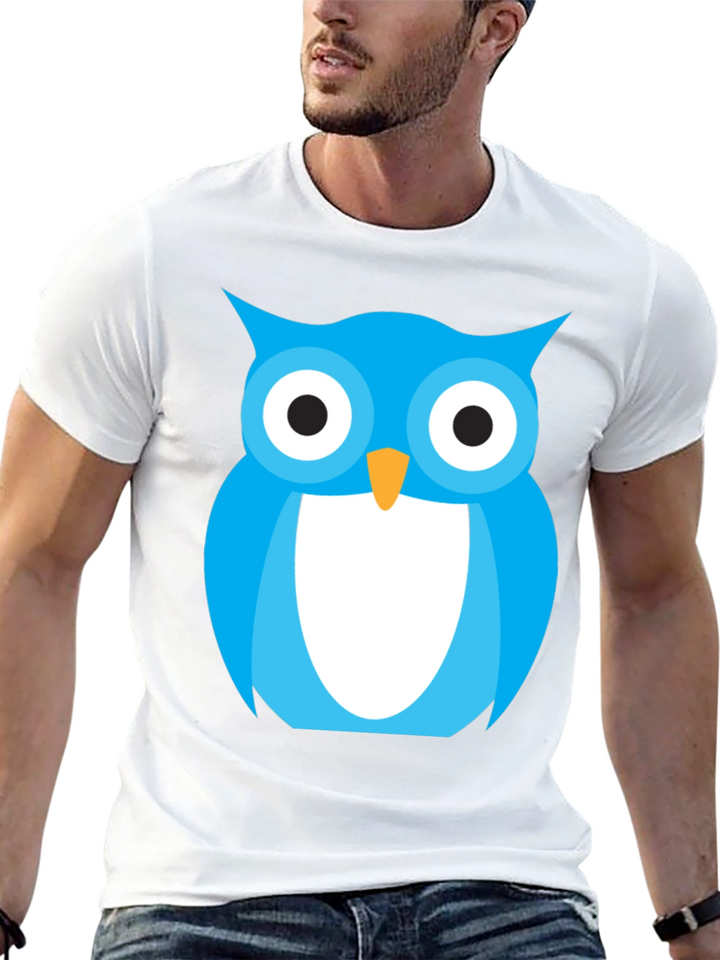 Blue Owl Graphic Tee - Stylish Black Cotton T-Shirt