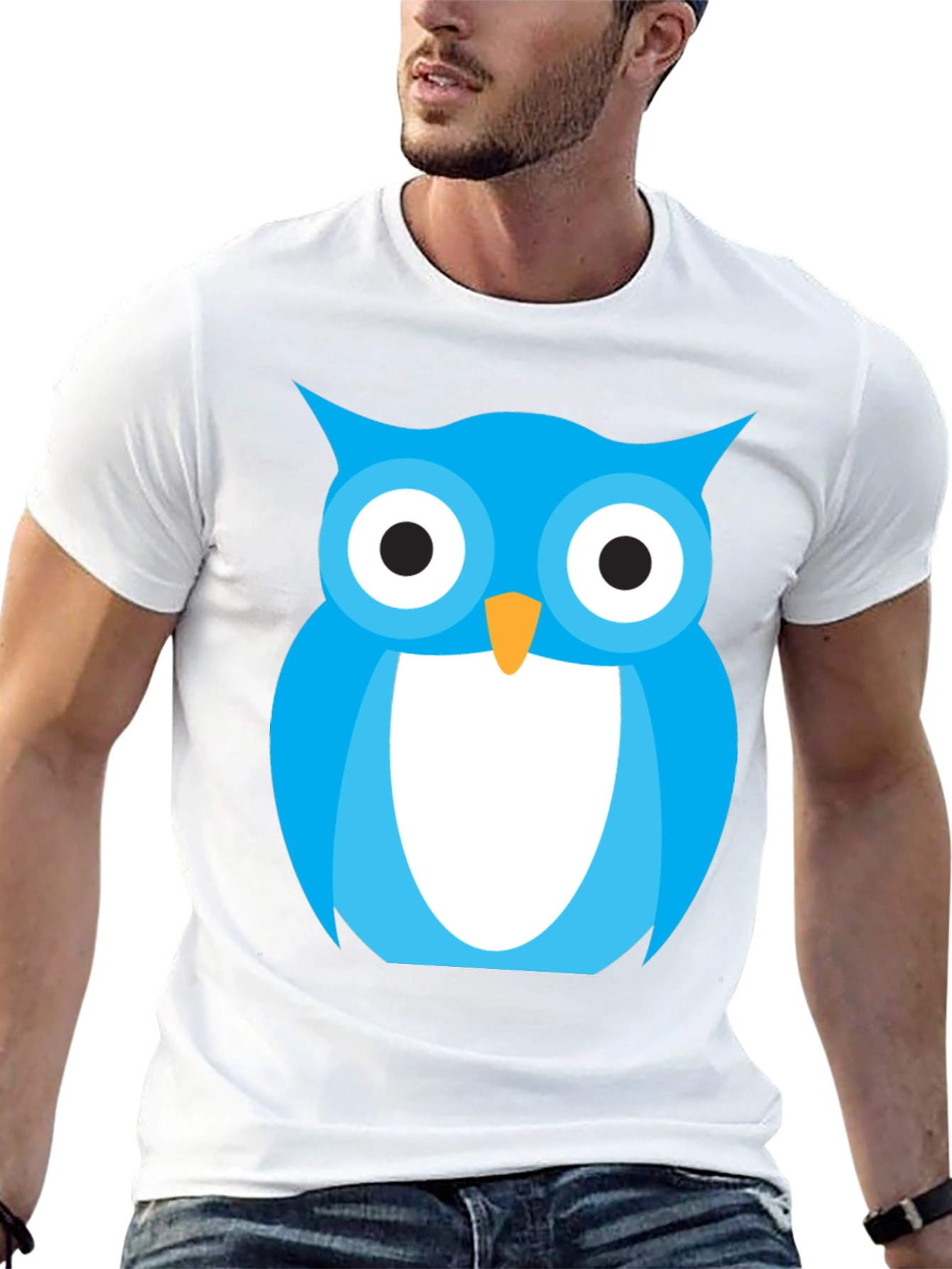 Blue Owl Graphic Tee - Stylish Black Cotton T-Shirt