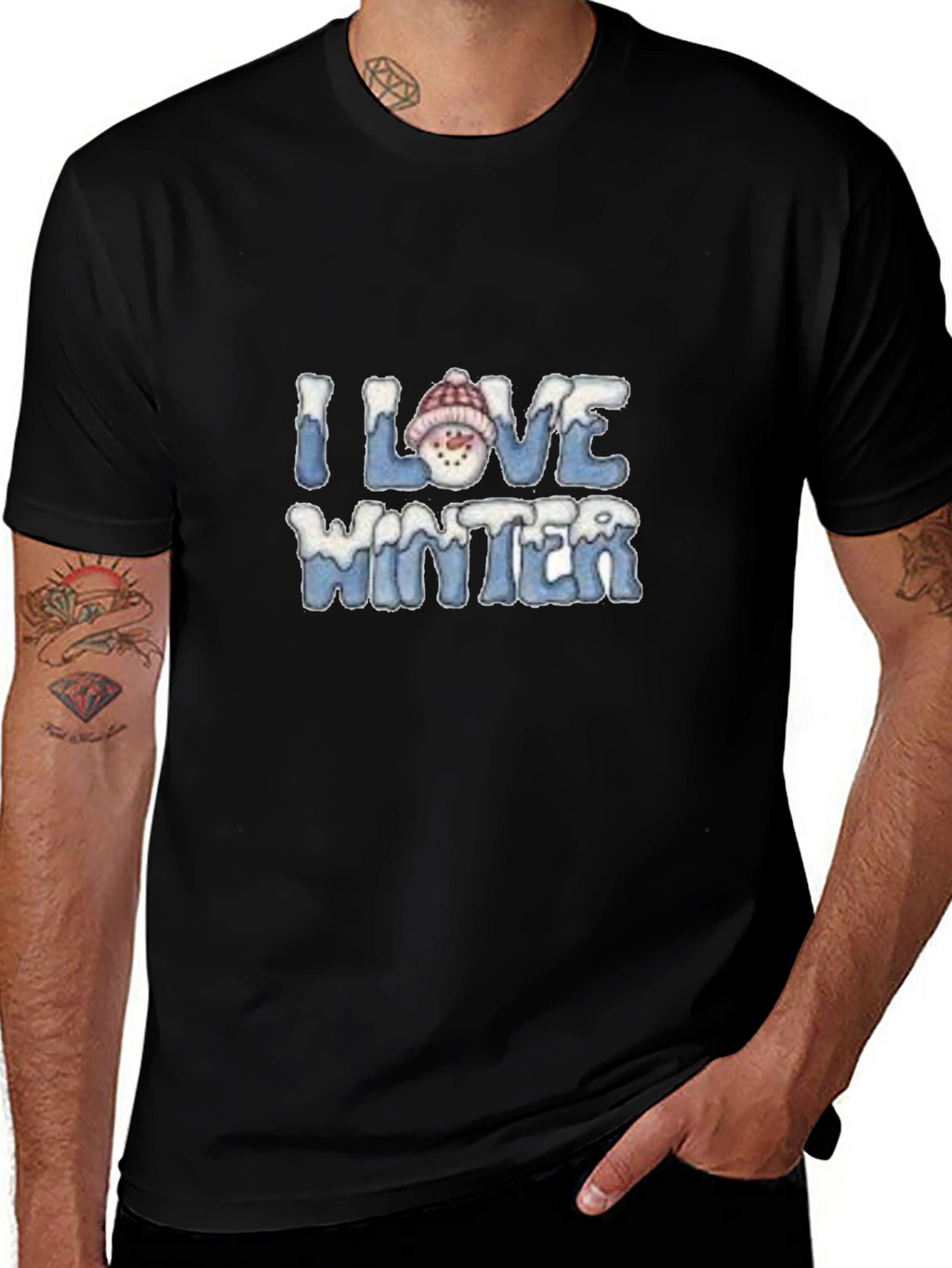 I Love Winter Graphic Tee - Black