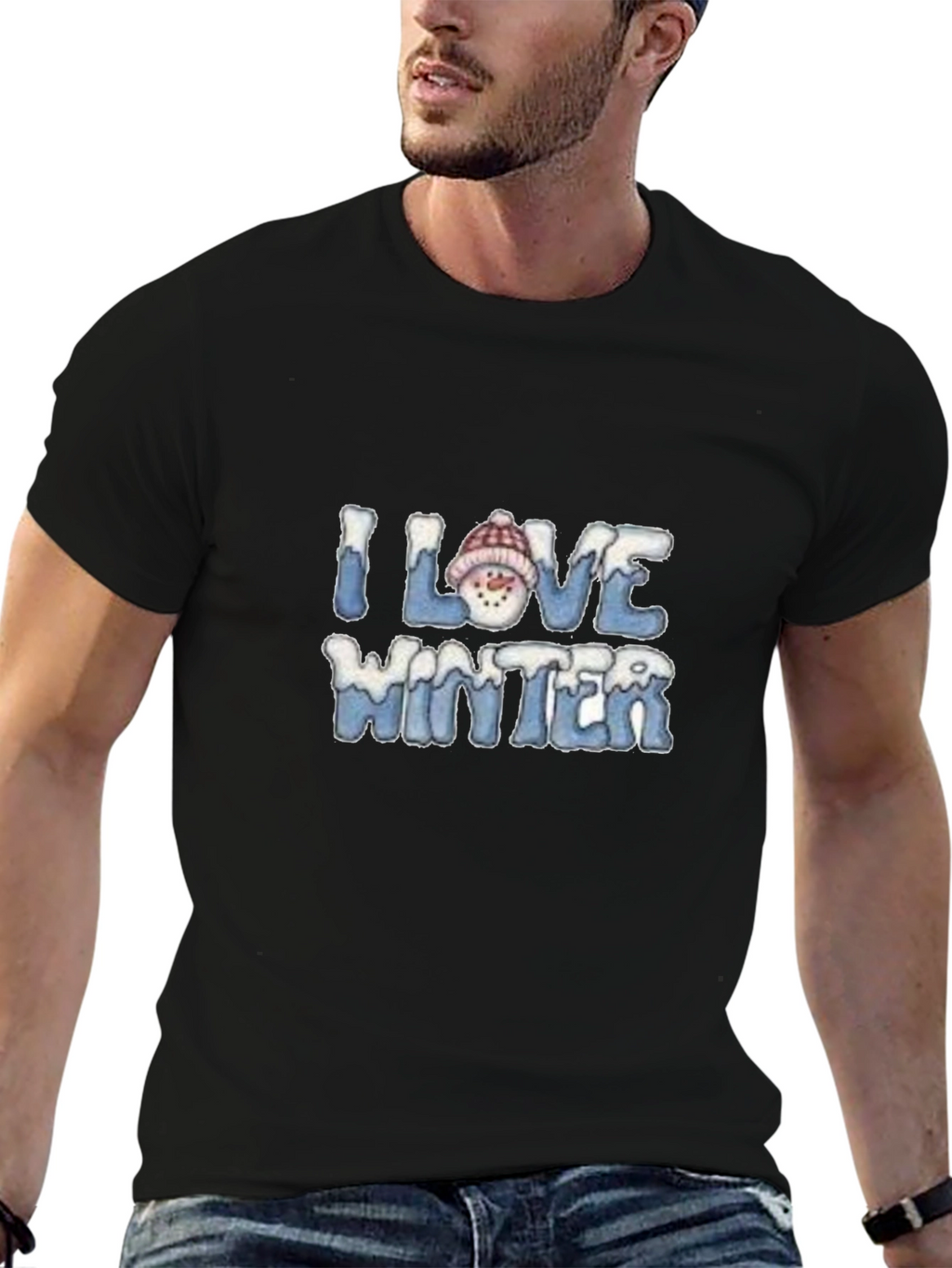 I Love Winter Graphic Tee - Black