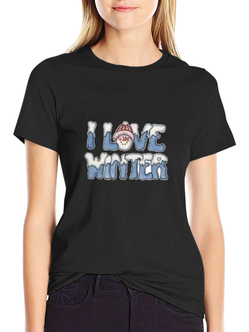I Love Winter Graphic Tee - Black