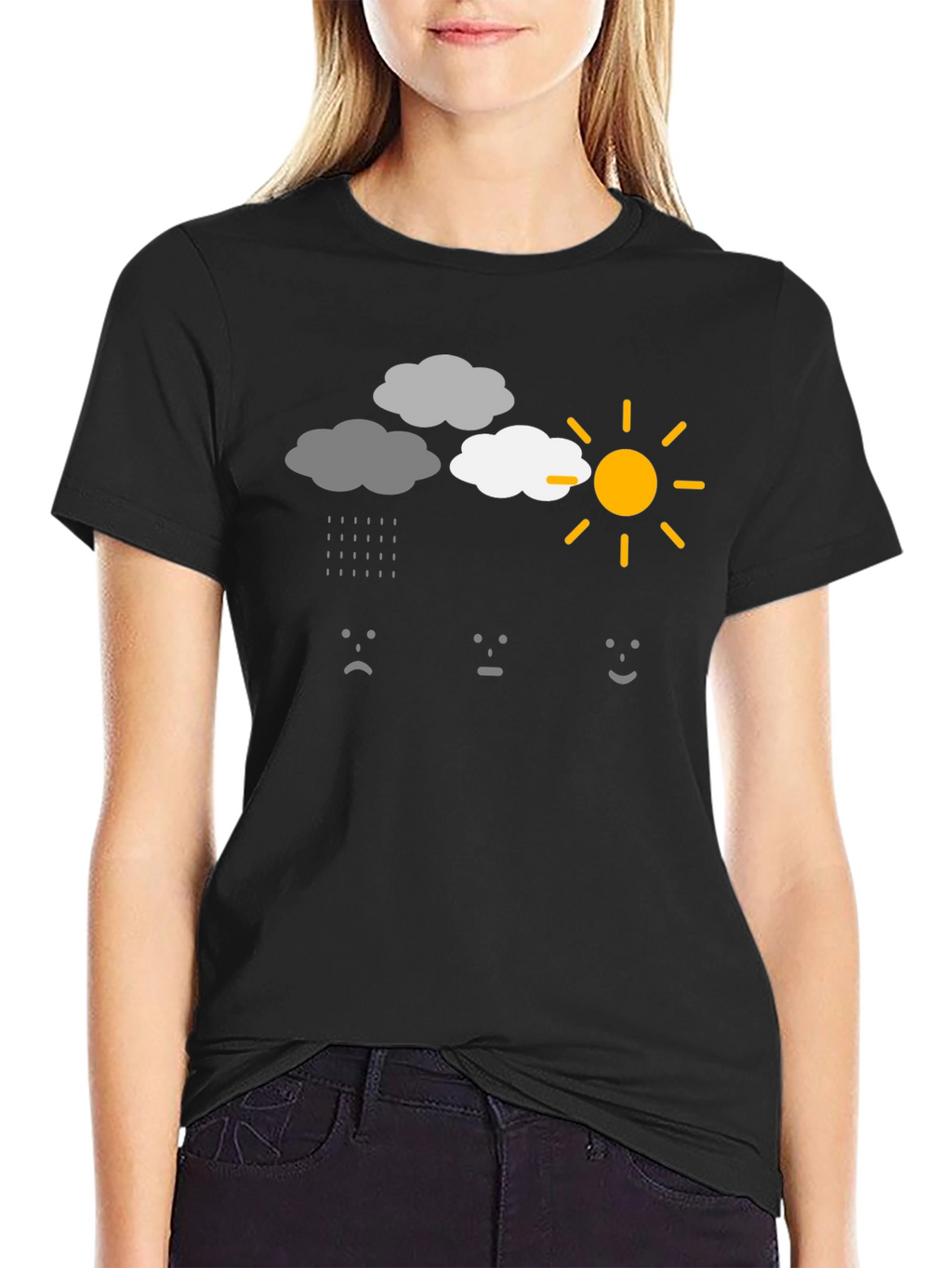 Weather Mood Graphic T-Shirt - Black Cotton Tee