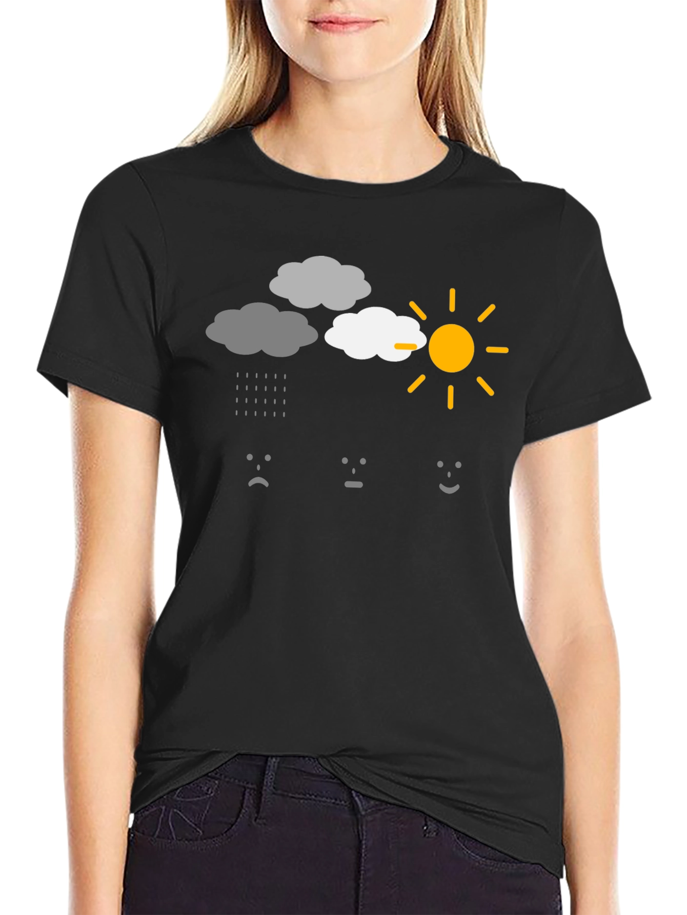 Weather Mood Graphic T-Shirt - Black Cotton Tee
