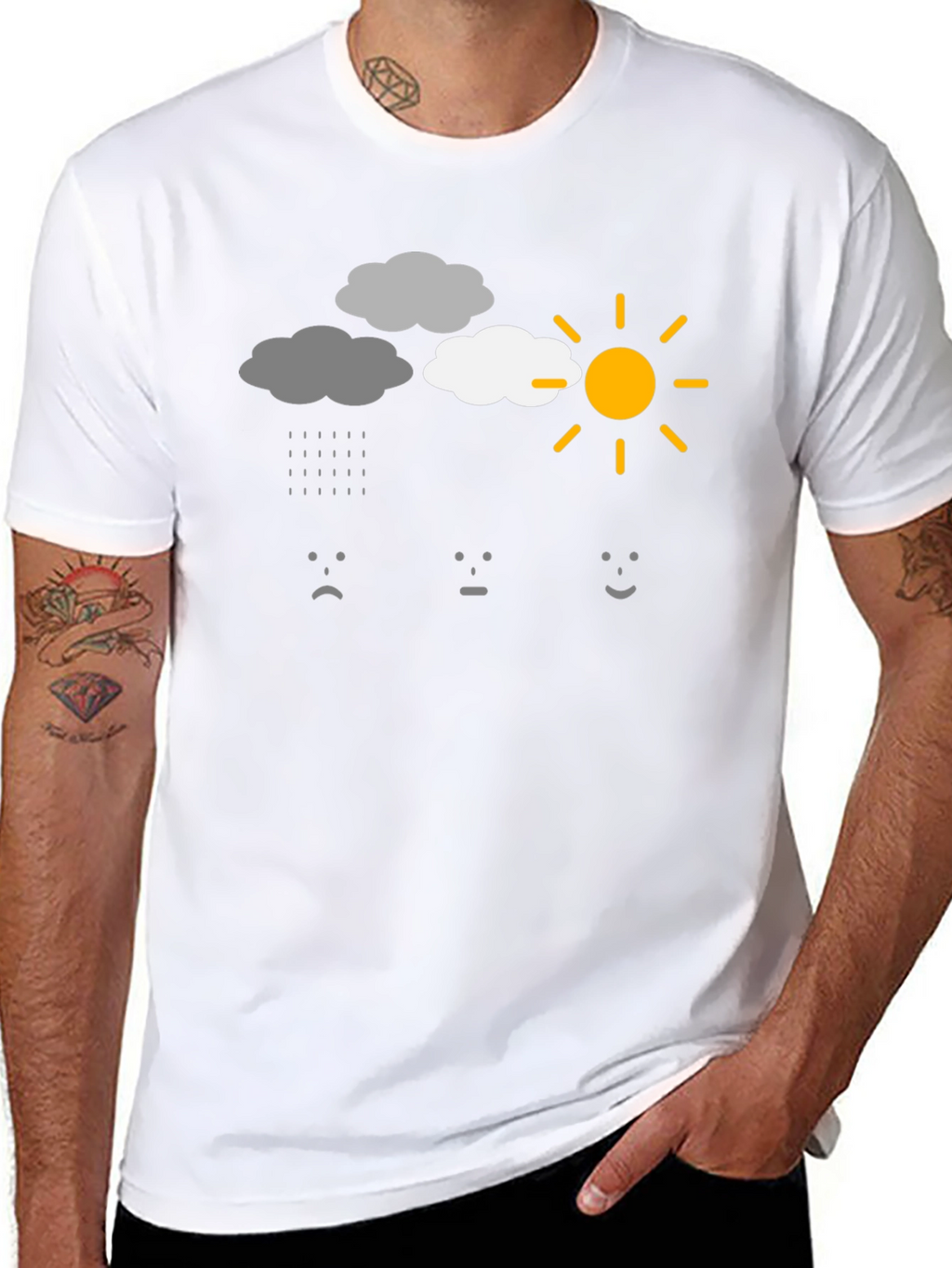 Weather Mood Graphic T-Shirt - Black Cotton Tee