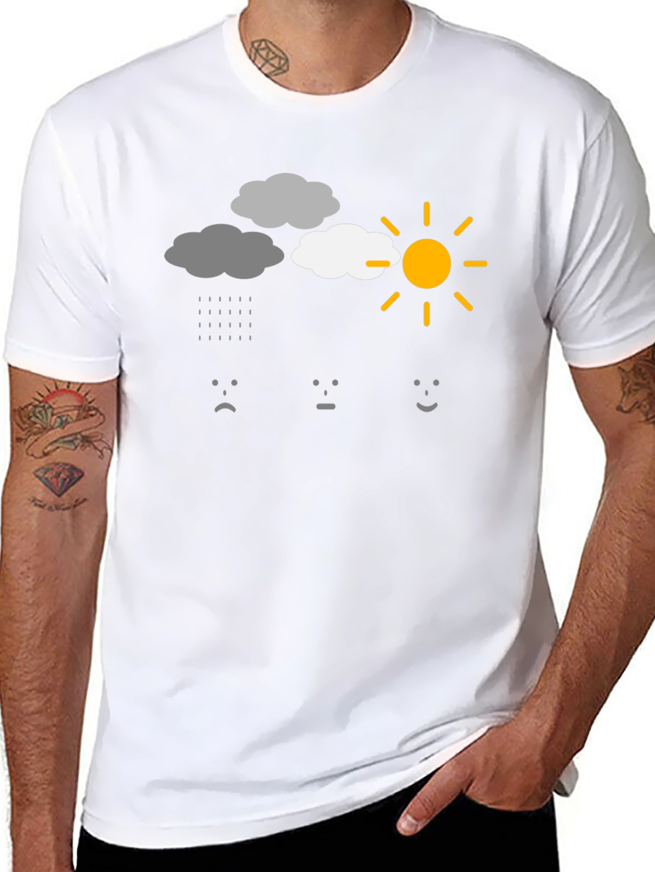Weather Mood Graphic T-Shirt - Black Cotton Tee