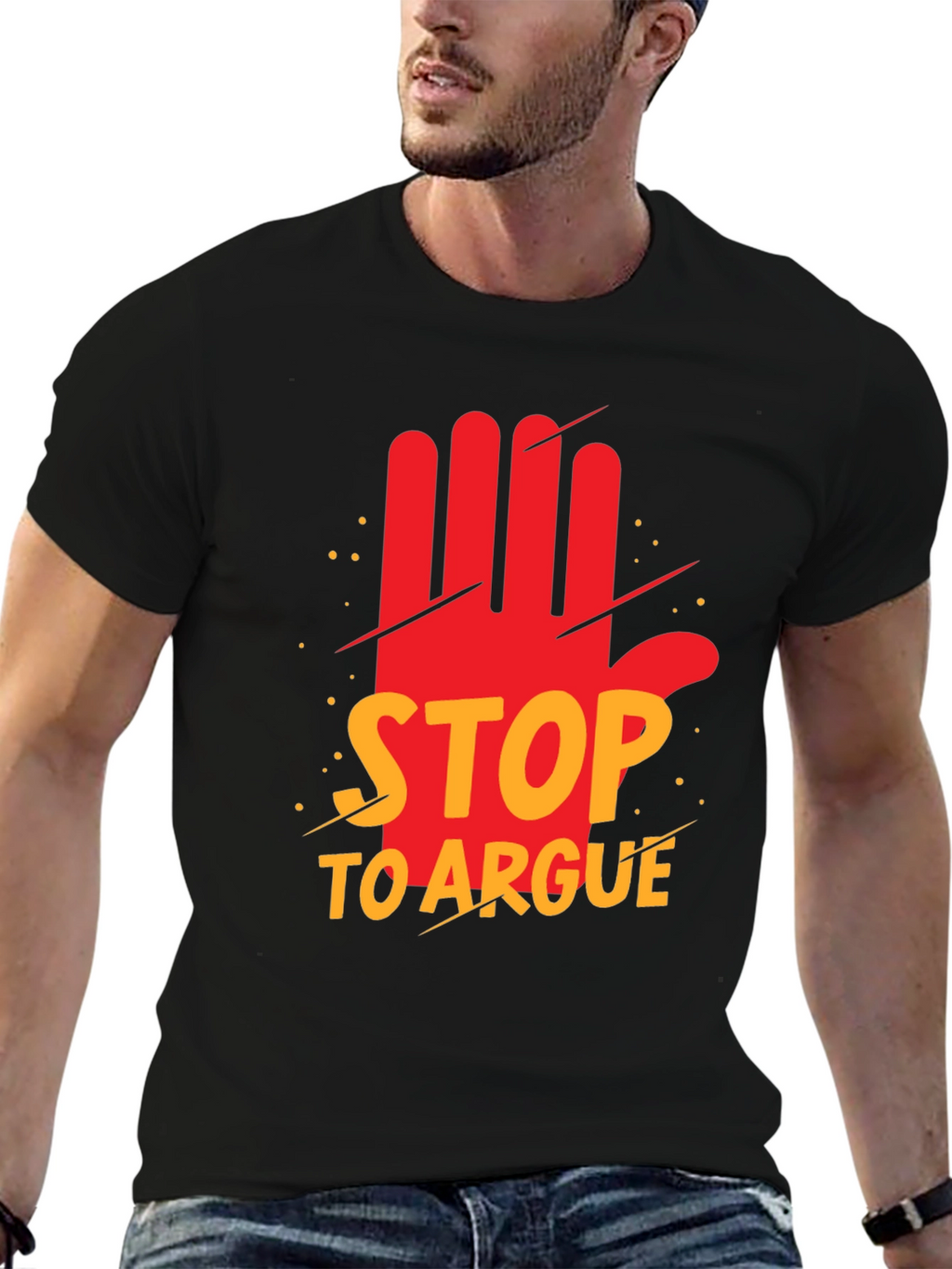 Stop to Argue Graphic Tee - Black