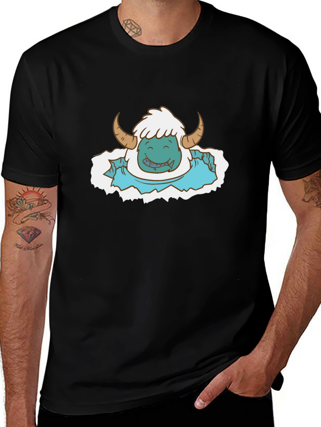 Monster Cartoon Graphic Print Tee