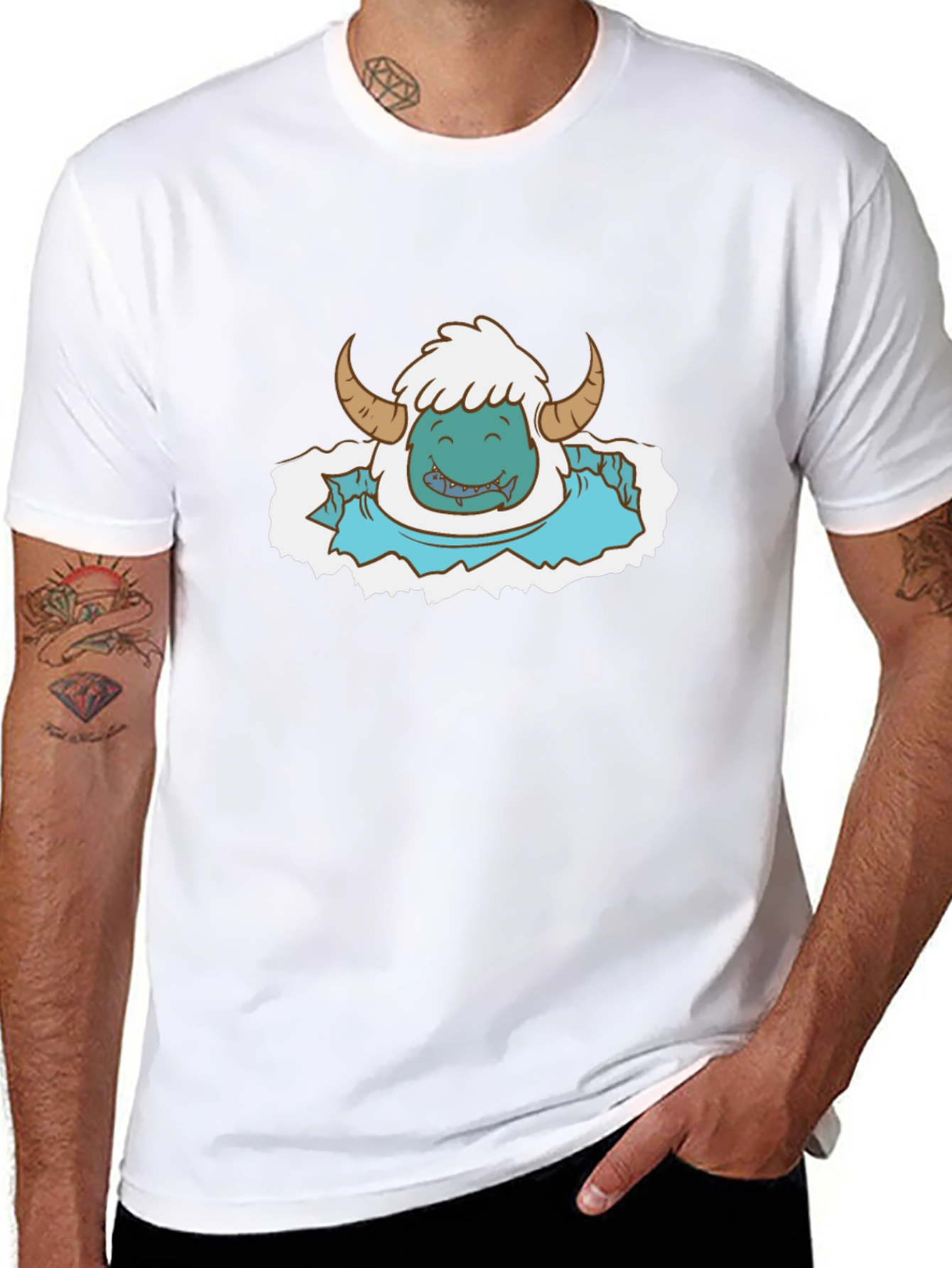 Monster Cartoon Graphic Print Tee