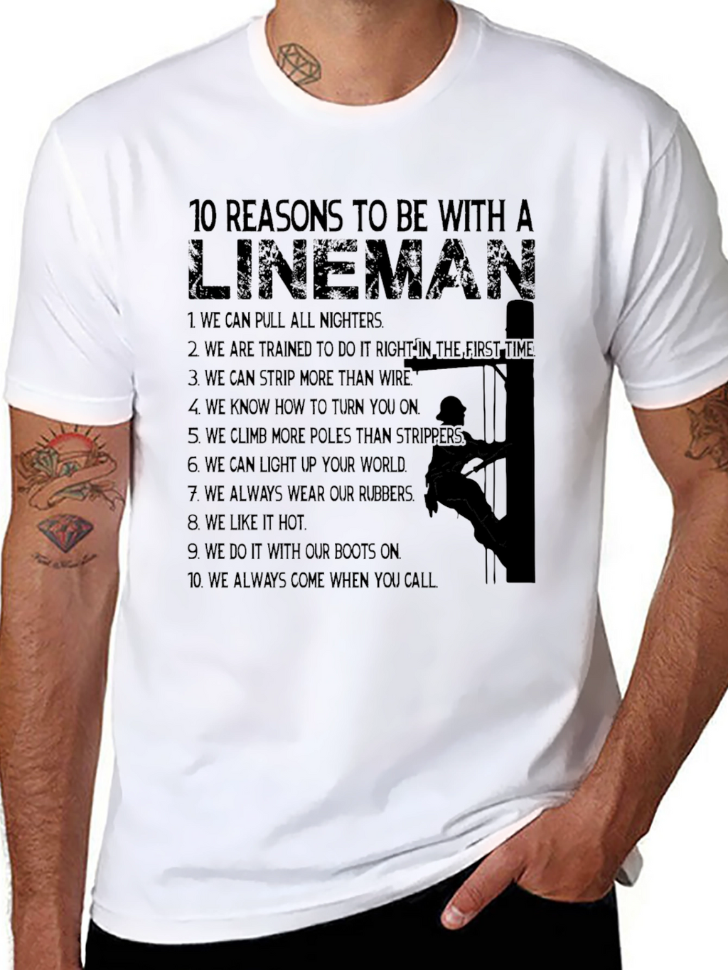 Lineman Reasons T-Shirt: Funny Electrician Tee