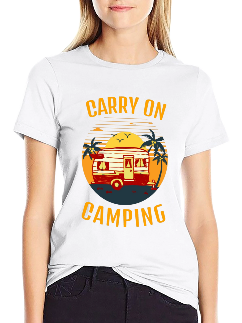 Carry On Camping Graphic Tee - Retro Camper Design