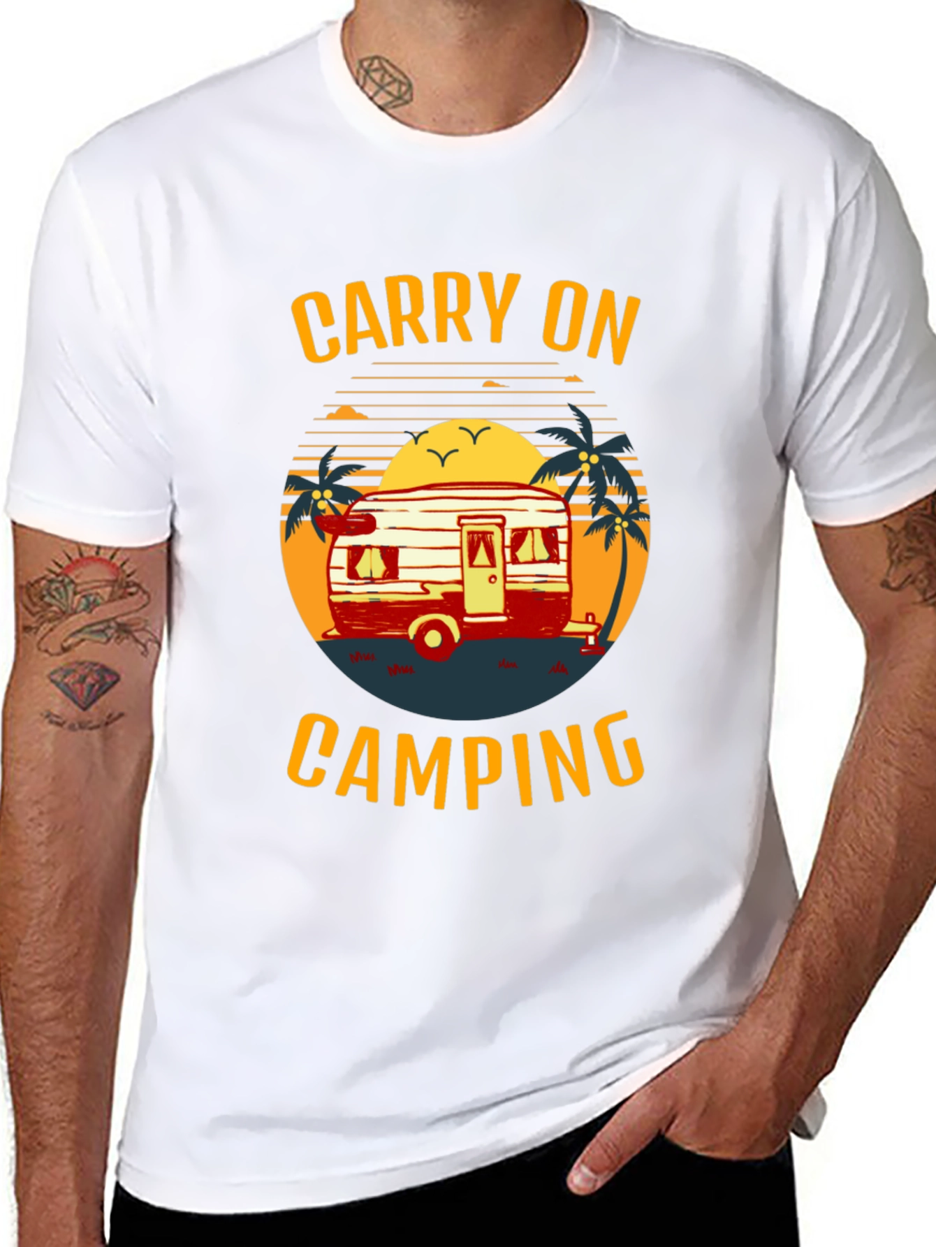 Carry On Camping Graphic Tee - Retro Camper Design