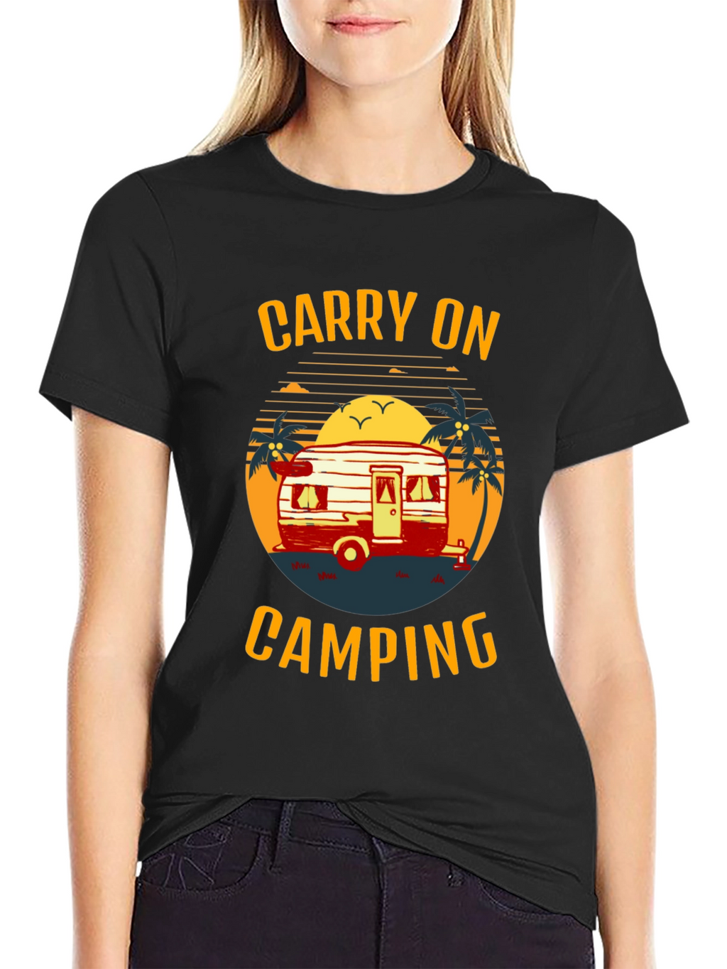 Carry On Camping Graphic Tee - Retro Camper Design