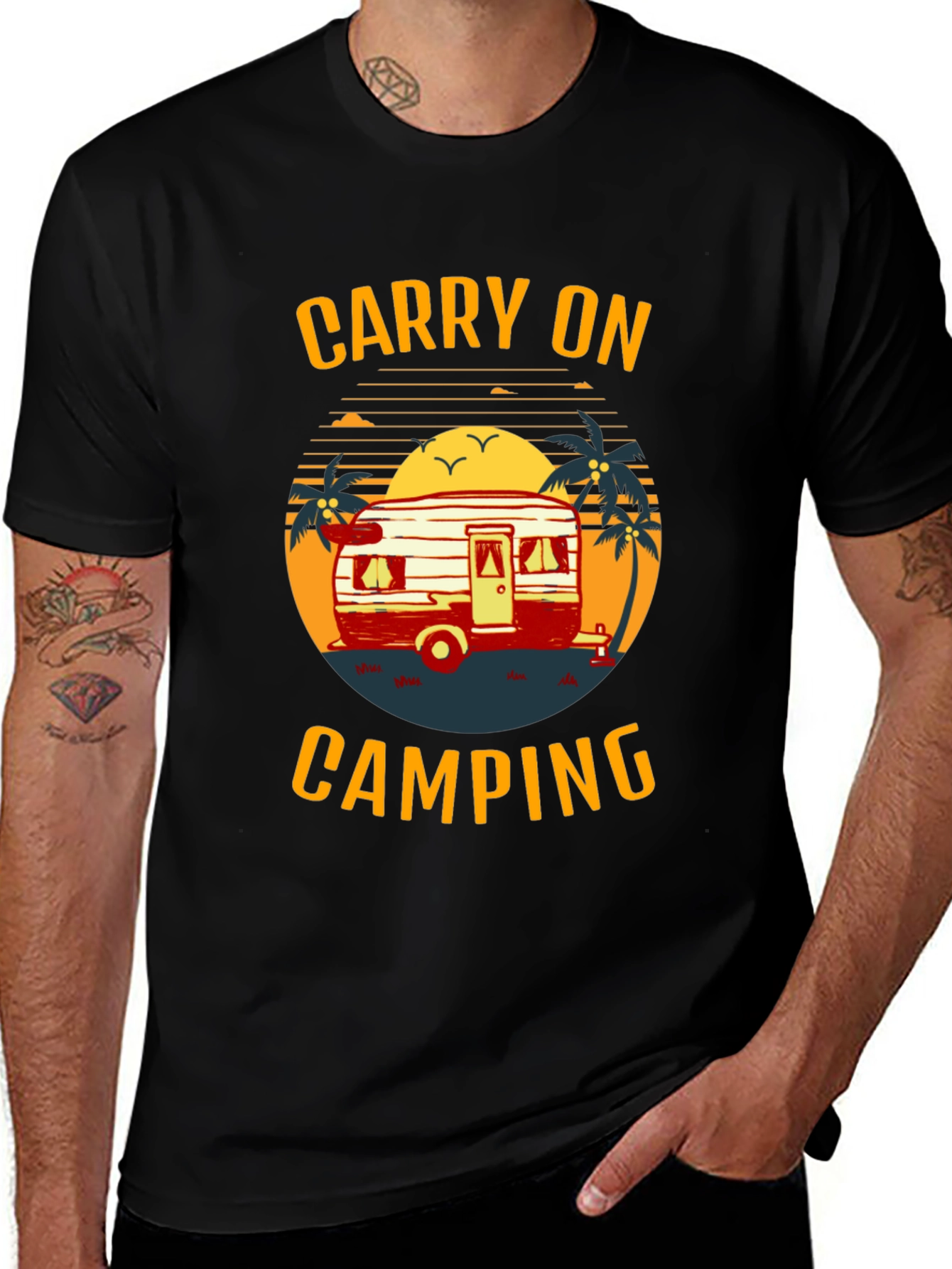 Carry On Camping Graphic Tee - Retro Camper Design