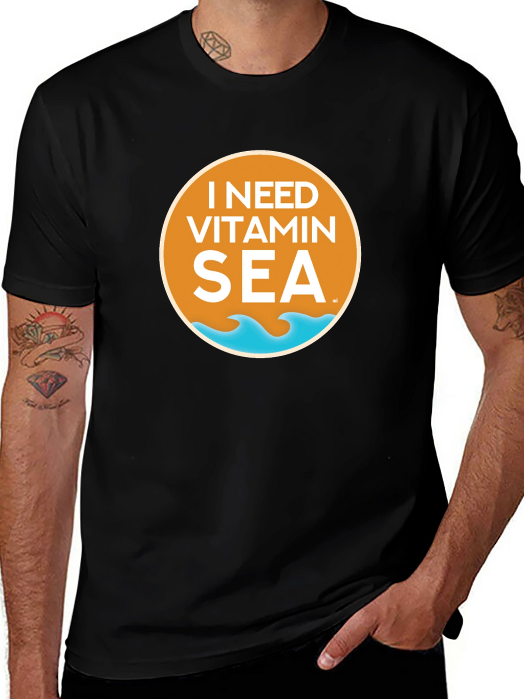I Need Vitamin Sea Black T-Shirt
