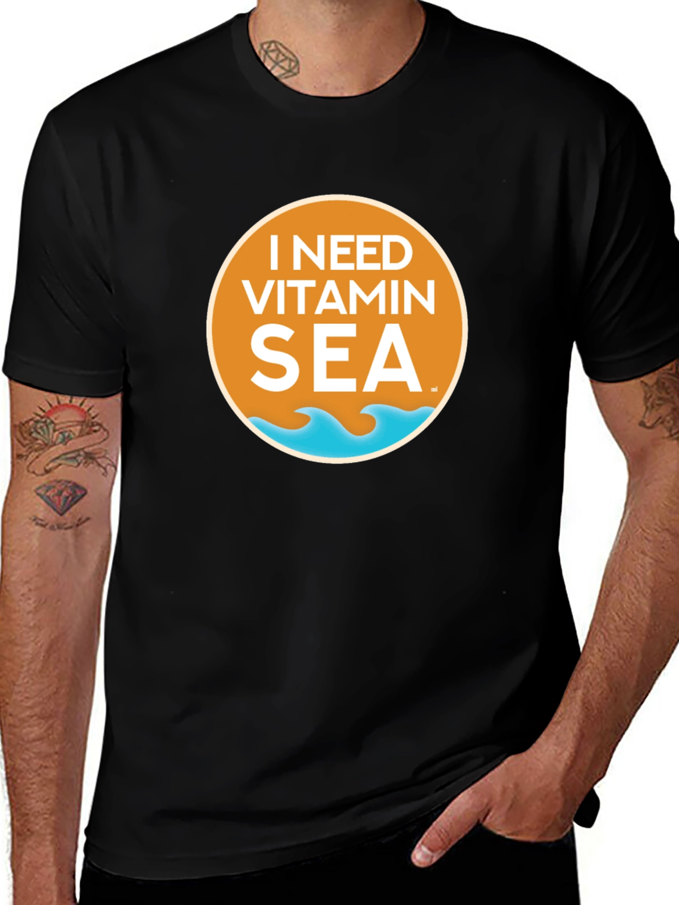 I Need Vitamin Sea Black T-Shirt