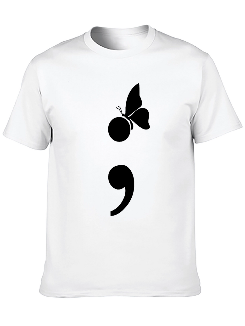 Semicolon Butterfly Graphic Tee - Black Casual Shirt