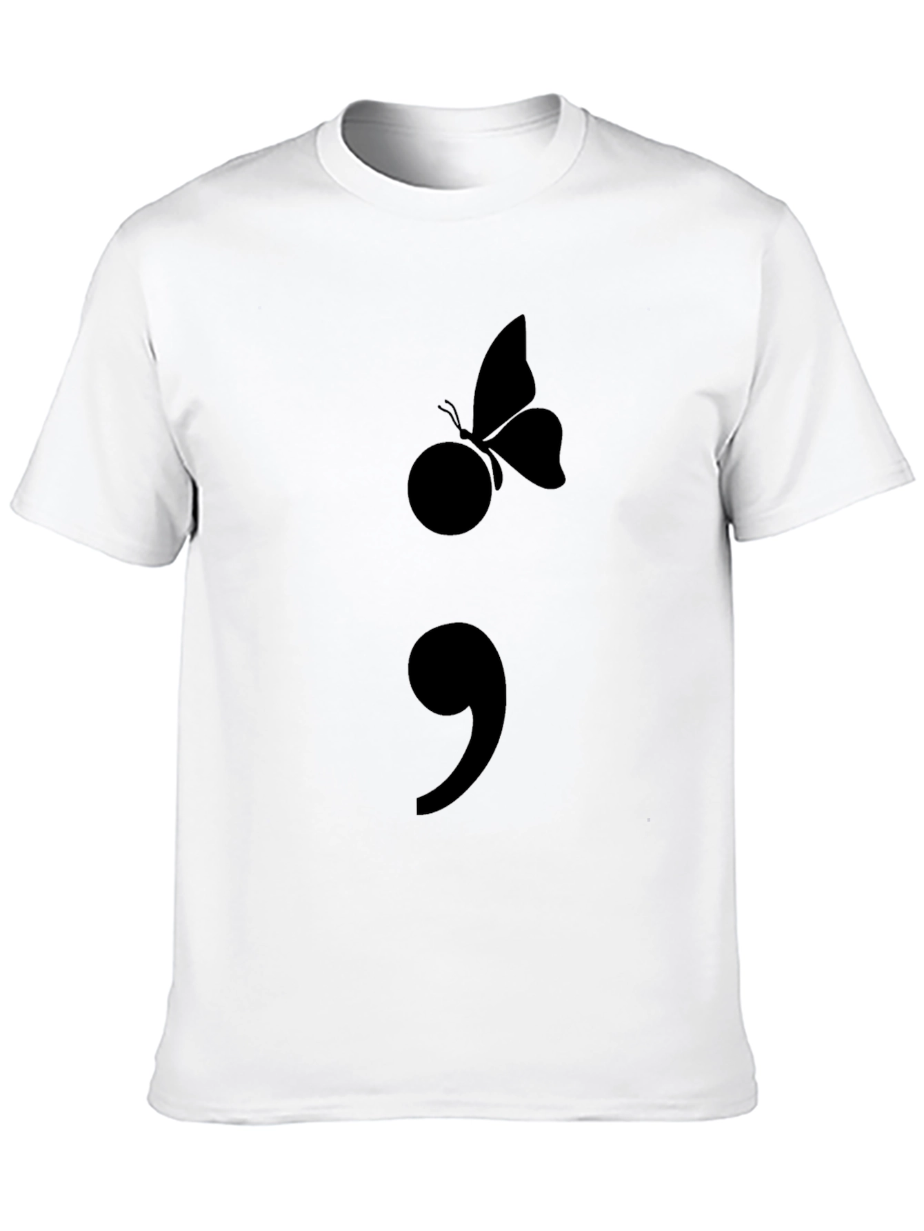 Semicolon Butterfly Graphic Tee - Black Casual Shirt