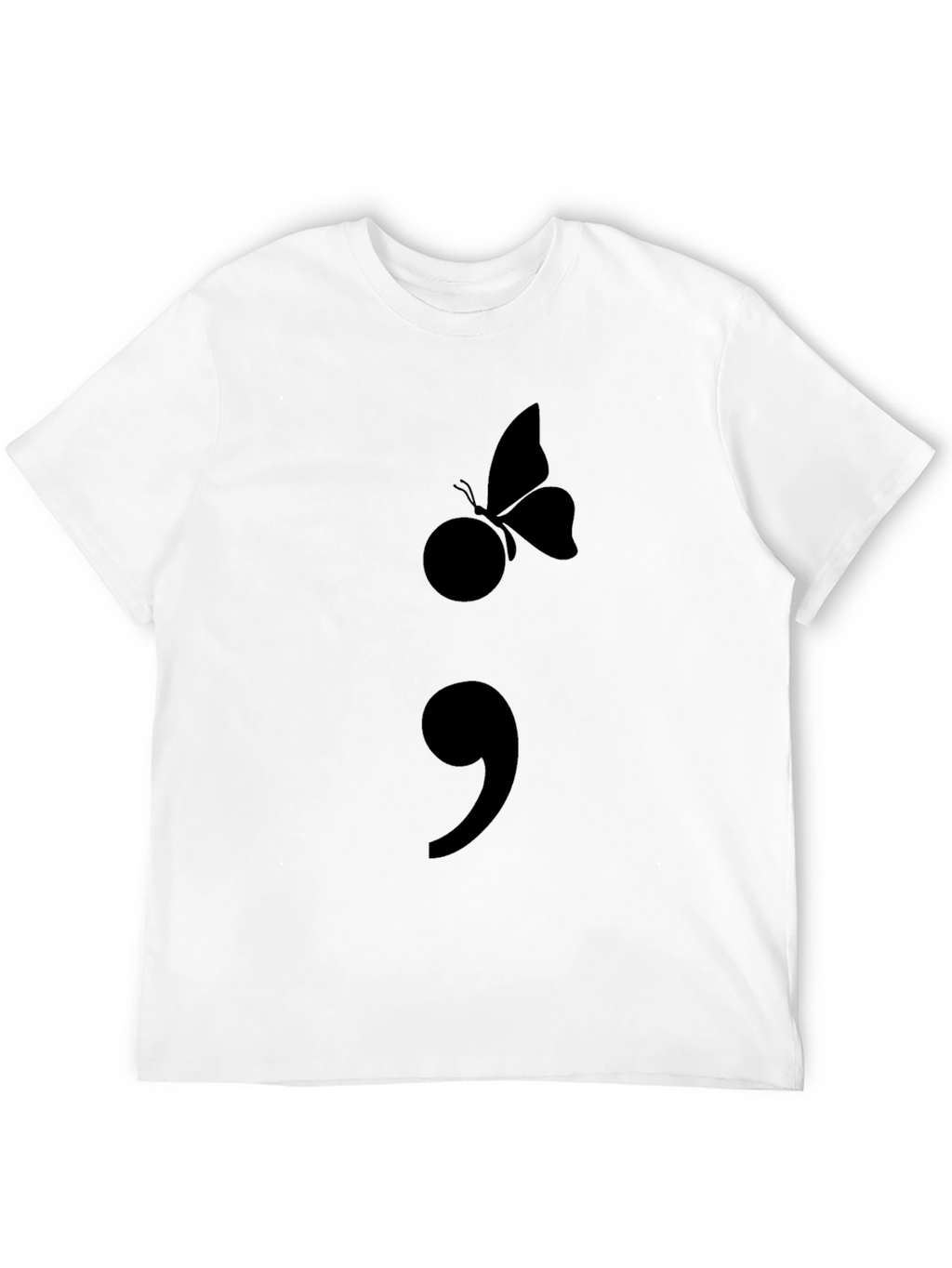Semicolon Butterfly Graphic Tee - Black Casual Shirt