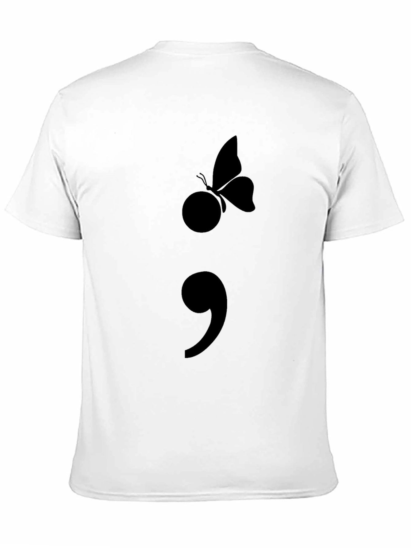 Semicolon Butterfly Graphic Tee - Black Casual Shirt
