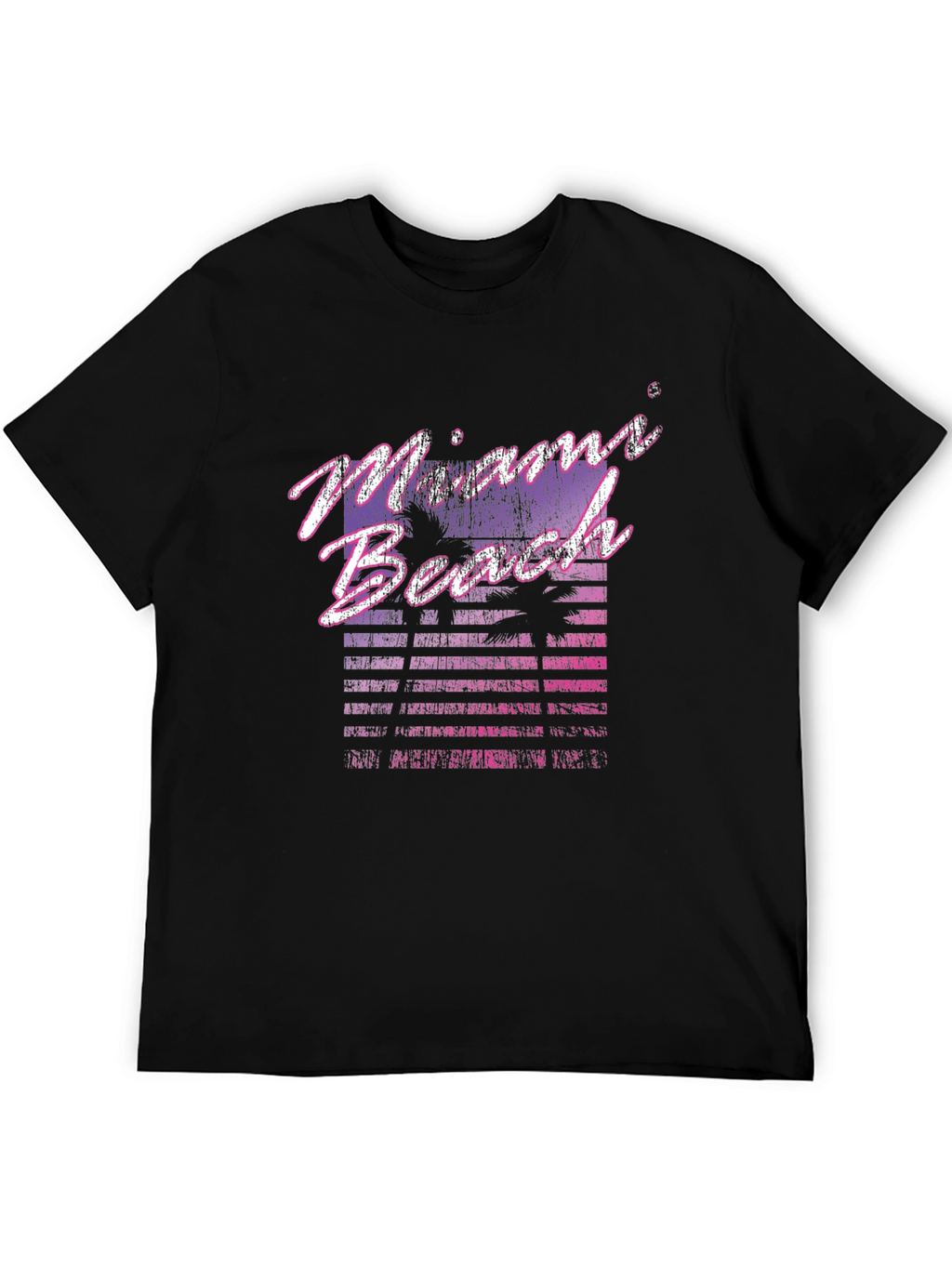 Miami Beach Retro Graphic Black T-Shirt