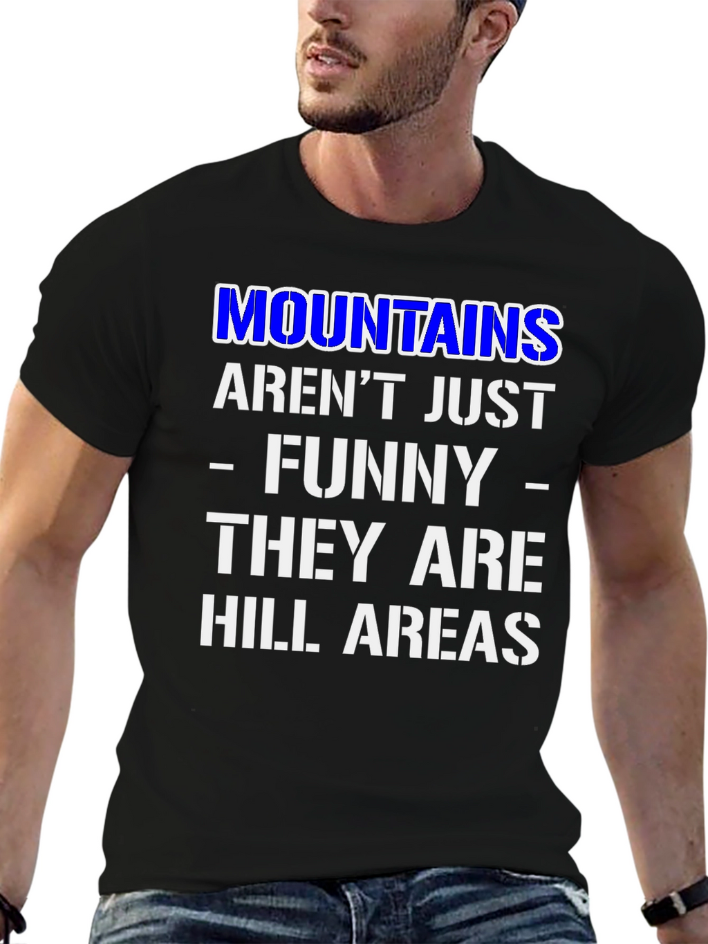 Funny Mountains Hill Areas Black T-Shirt