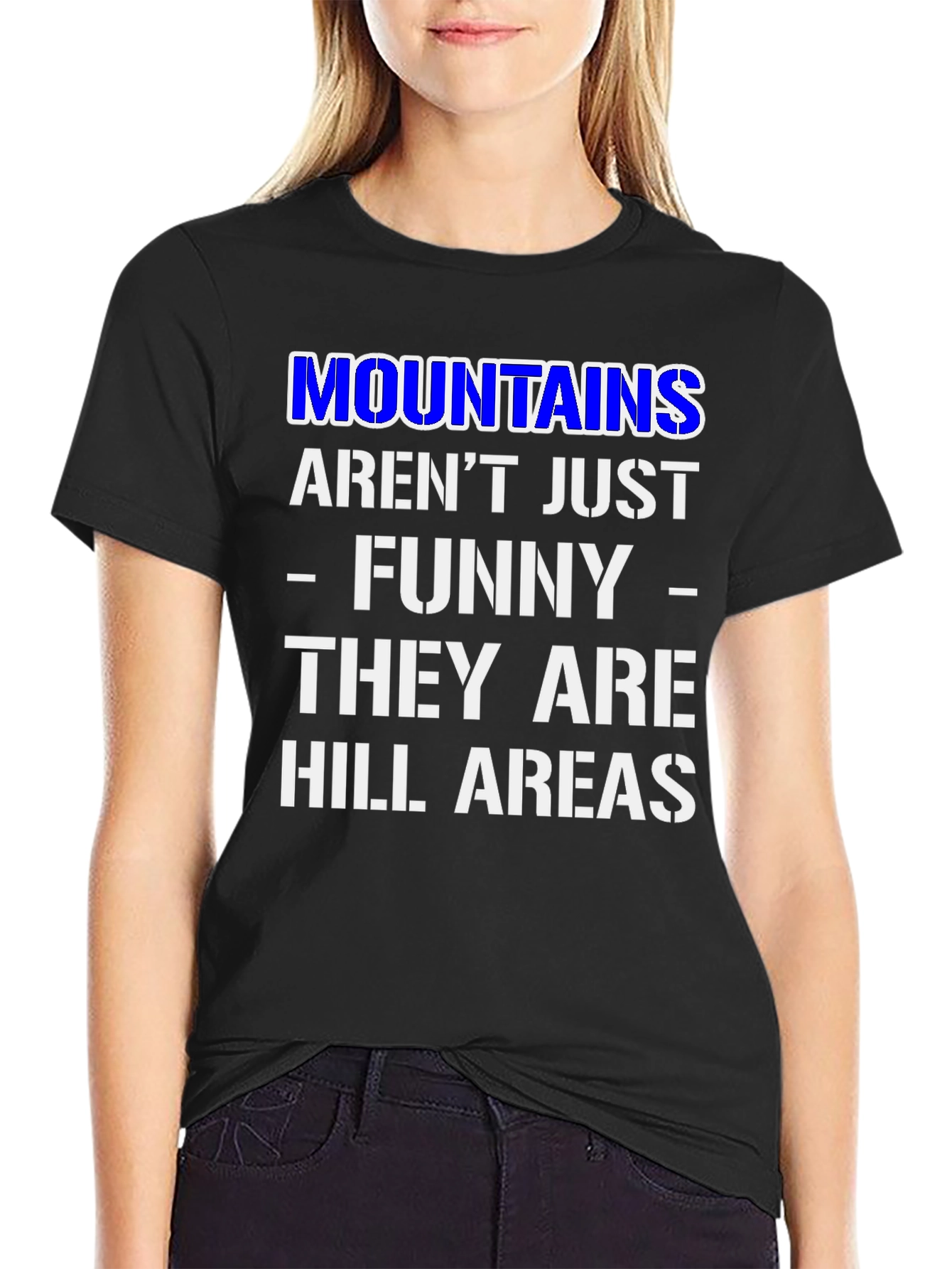 Funny Mountains Hill Areas Black T-Shirt