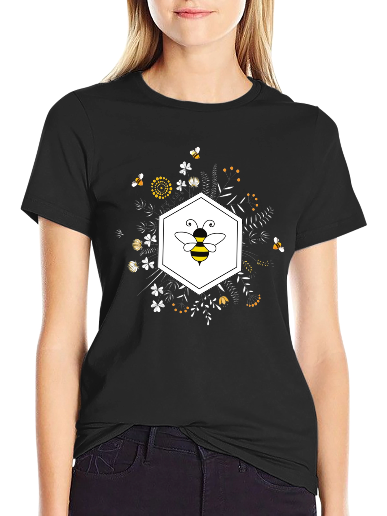 Honeycomb Bee Graphic T-Shirt