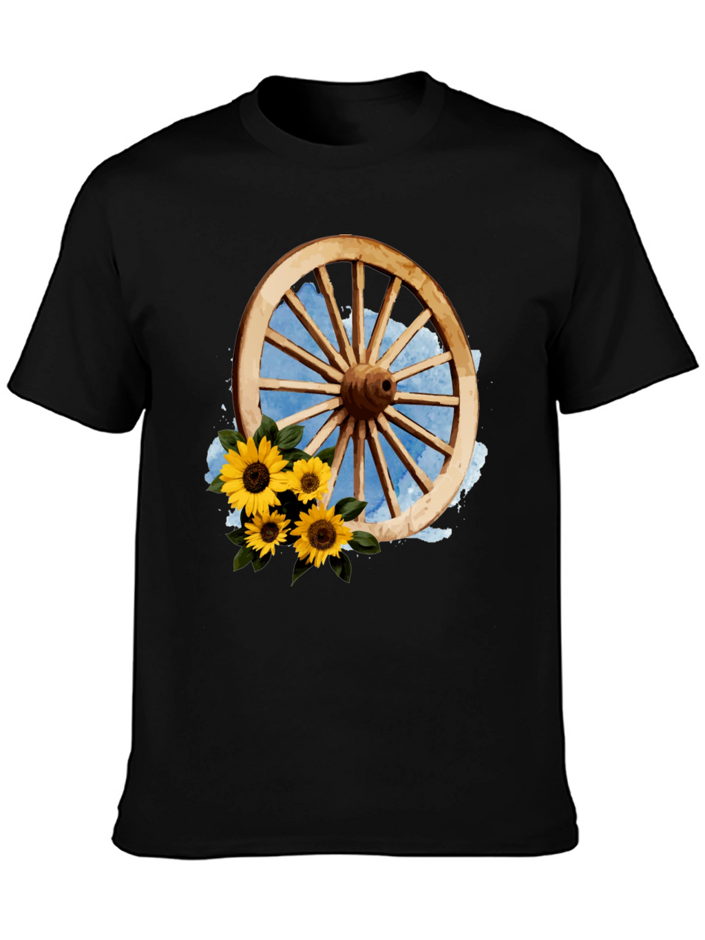 Rustic Wheel & Sunflower Graphic Tee