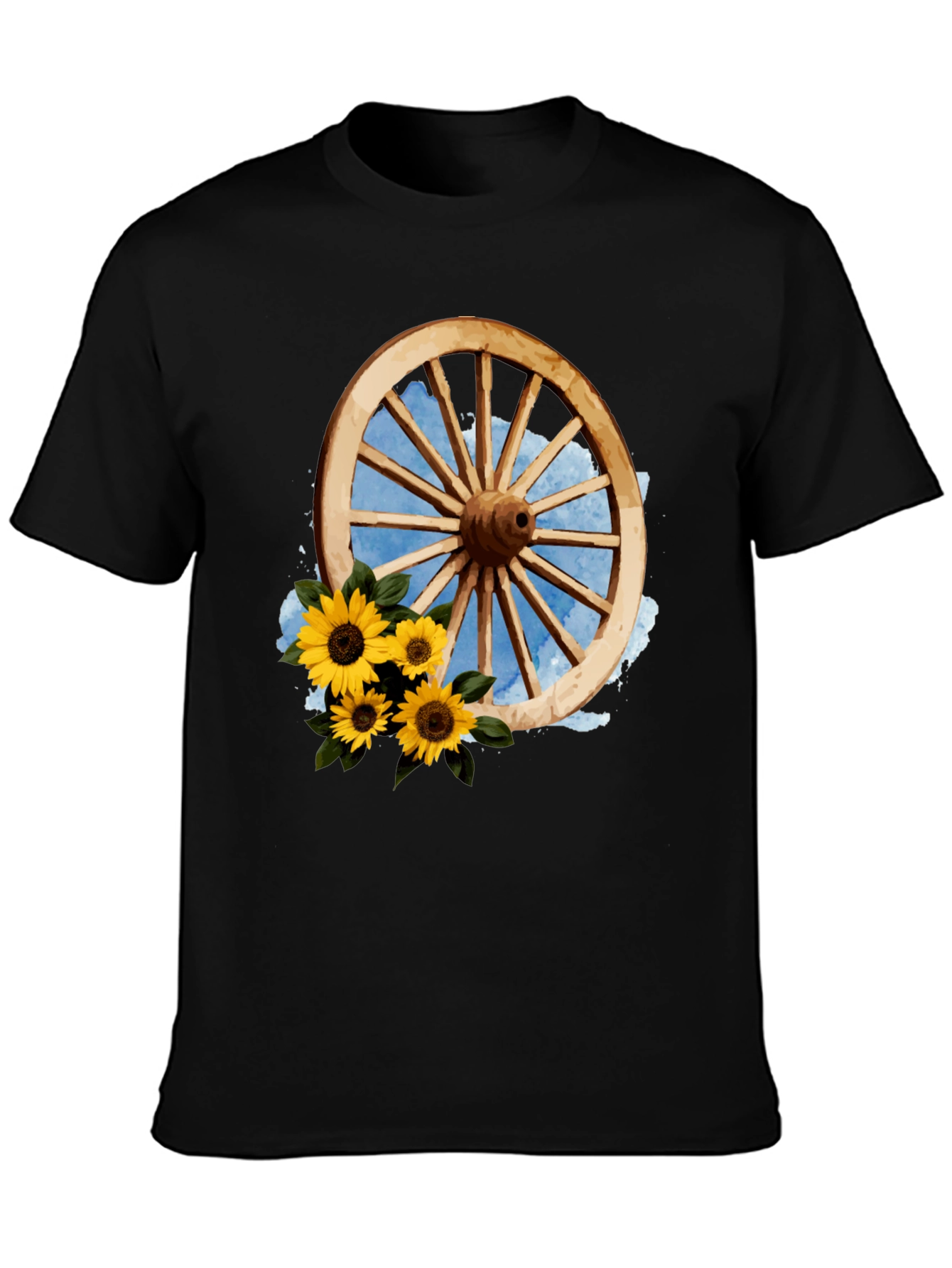 Rustic Wheel & Sunflower Graphic Tee