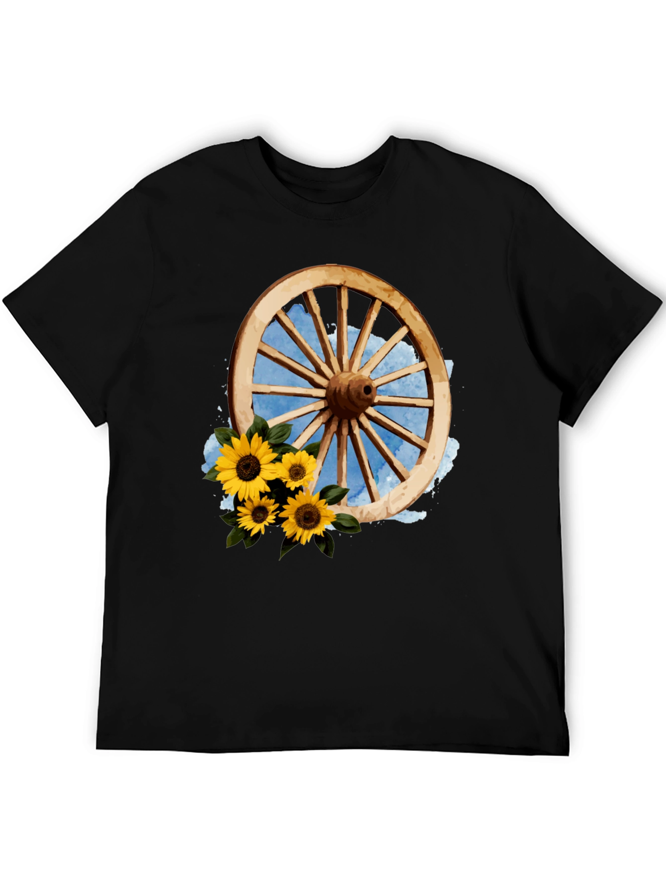 Rustic Wheel & Sunflower Graphic Tee