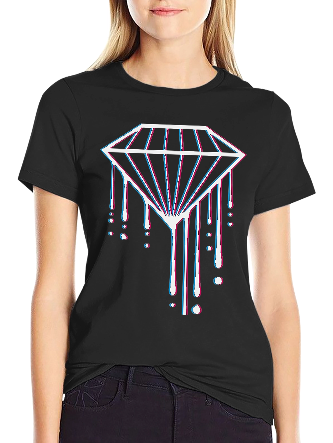 Diamond Drip Tee - 3D Effect Graphic Print