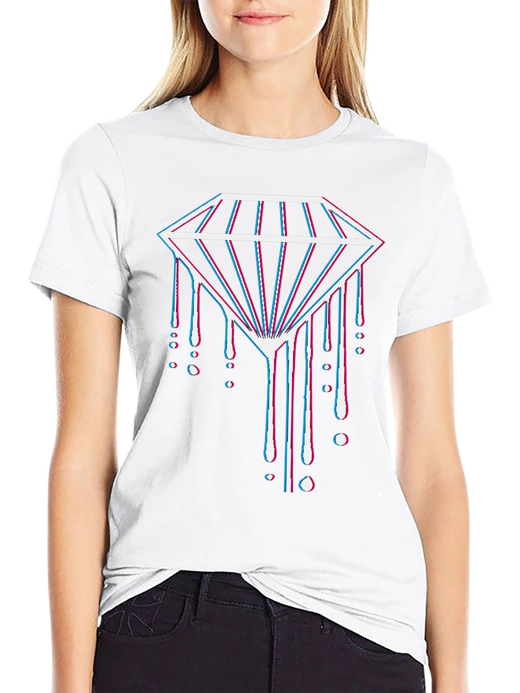 Diamond Drip Tee - 3D Effect Graphic Print