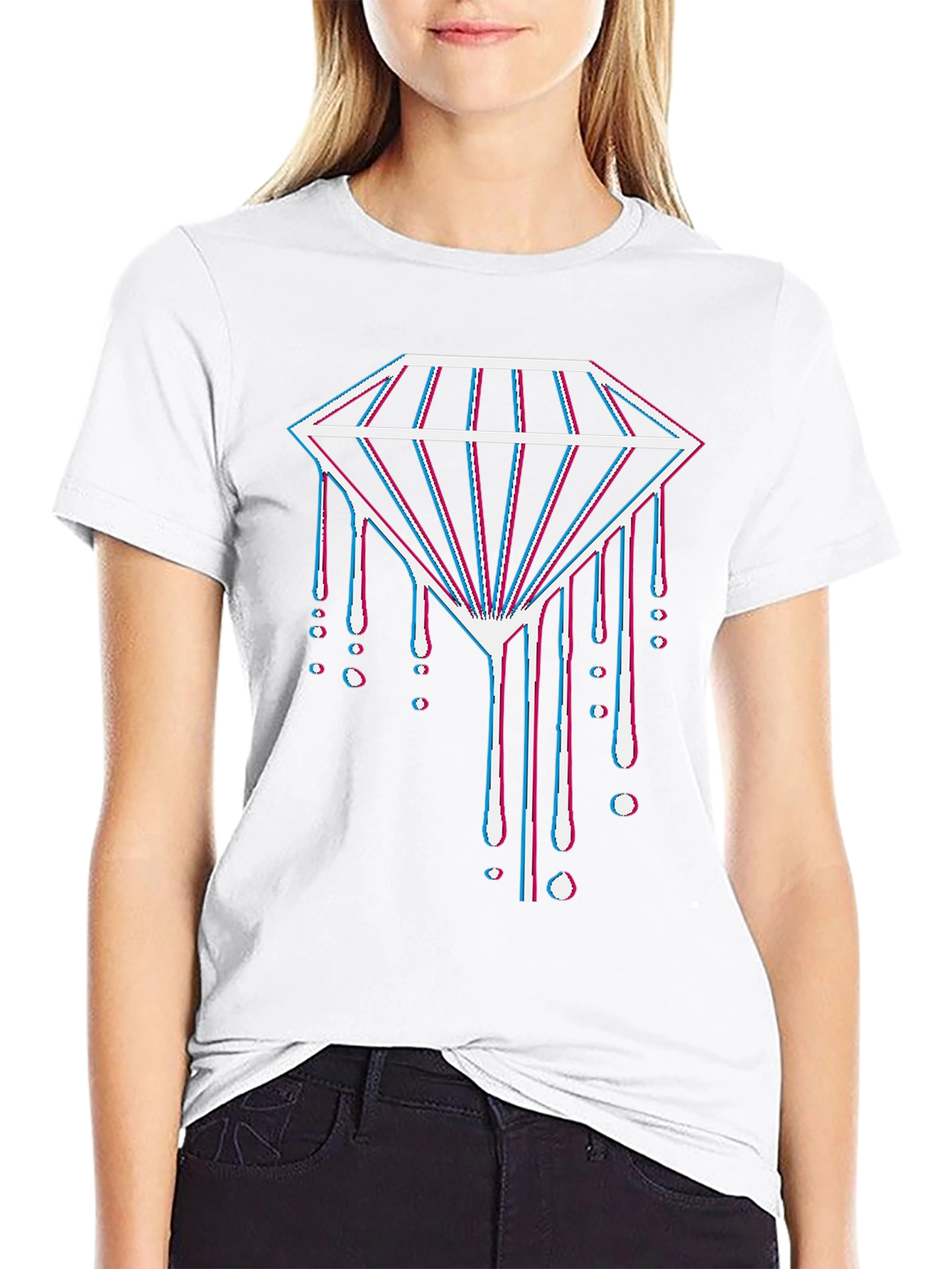 Diamond Drip Tee - 3D Effect Graphic Print