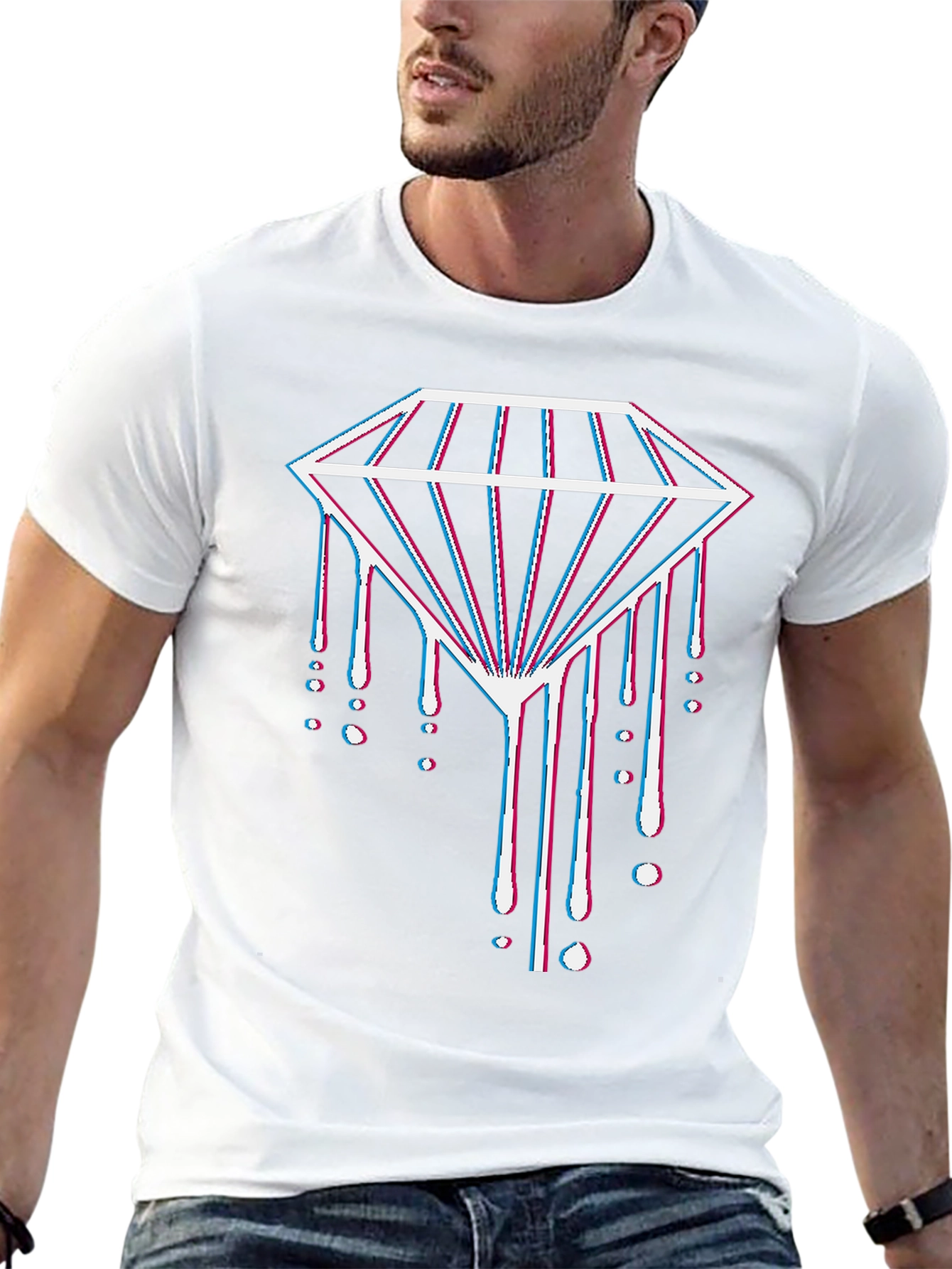 Diamond Drip Tee - 3D Effect Graphic Print