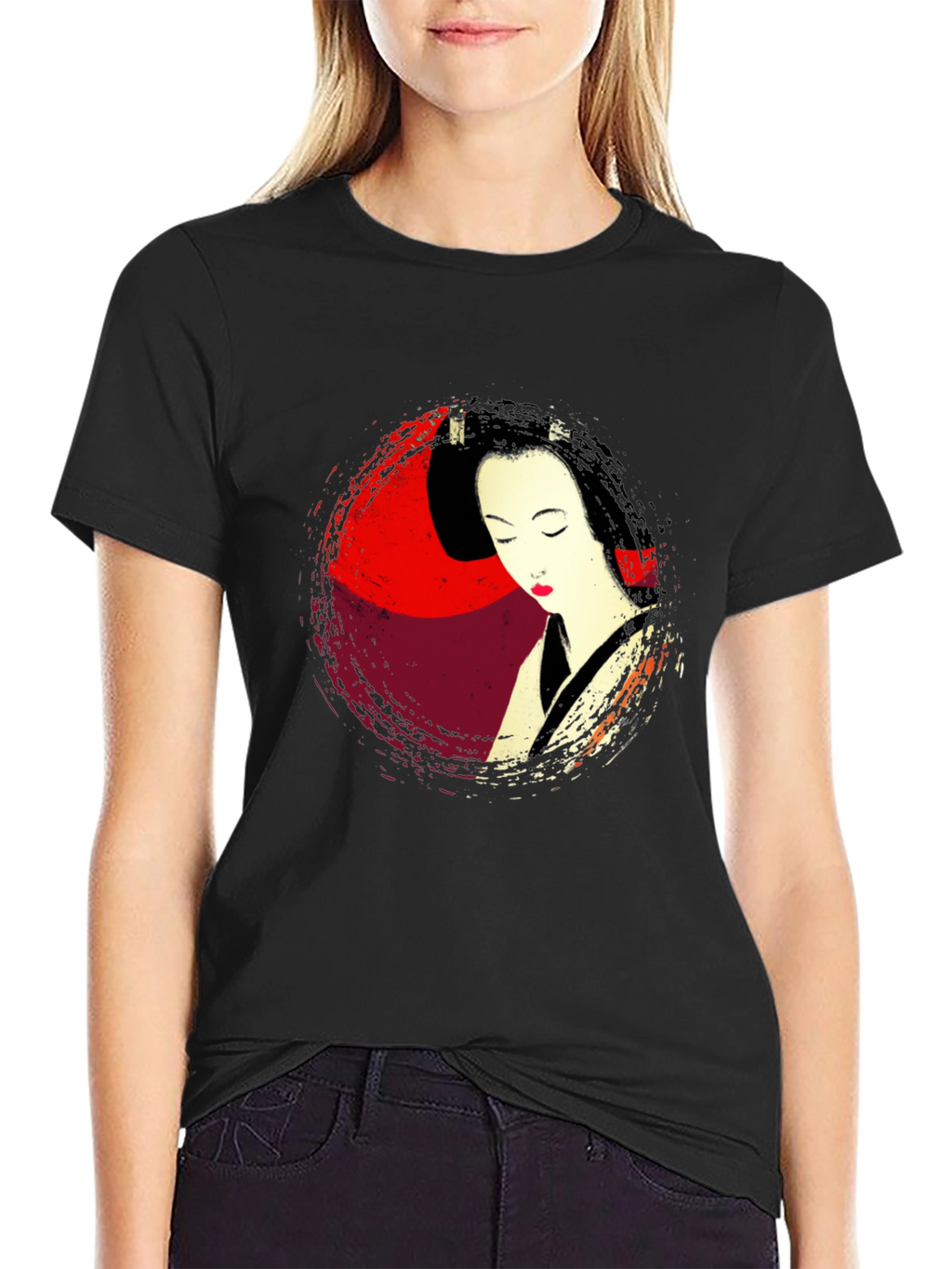 Geisha Graphic Print Mens T-Shirt
