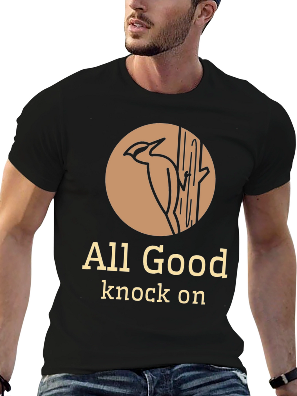 All Good Knock On Graphic Tee - Woodpecker Design