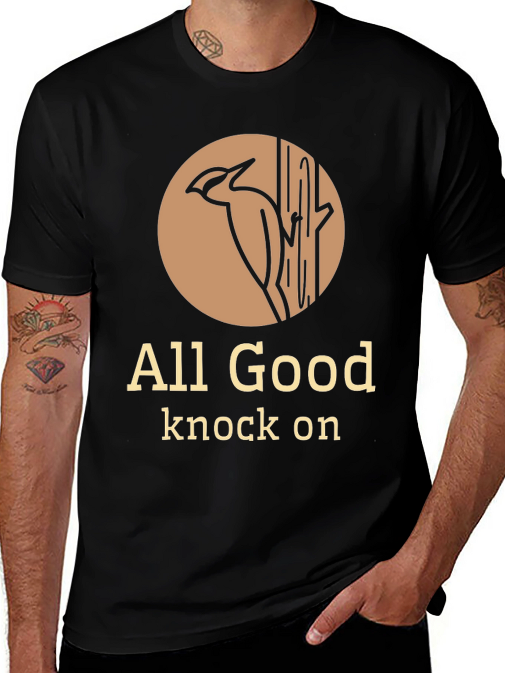All Good Knock On Graphic Tee - Woodpecker Design