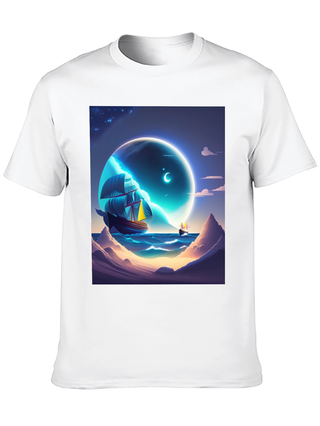 Celestial Sailboat Graphic Tee - Unique Design